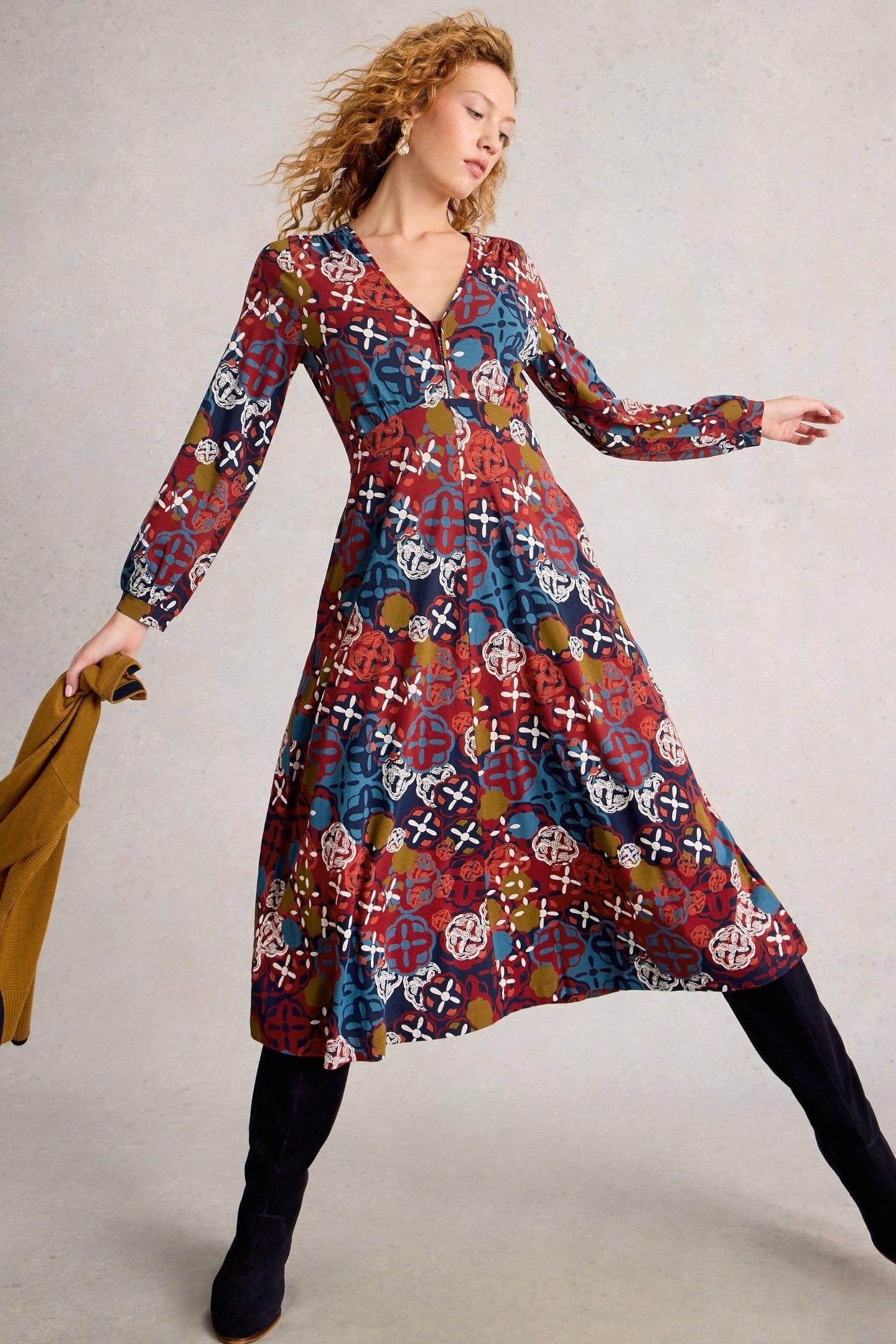 MEGAN JERSEY DRESS CHARTREUSE MULTI 2