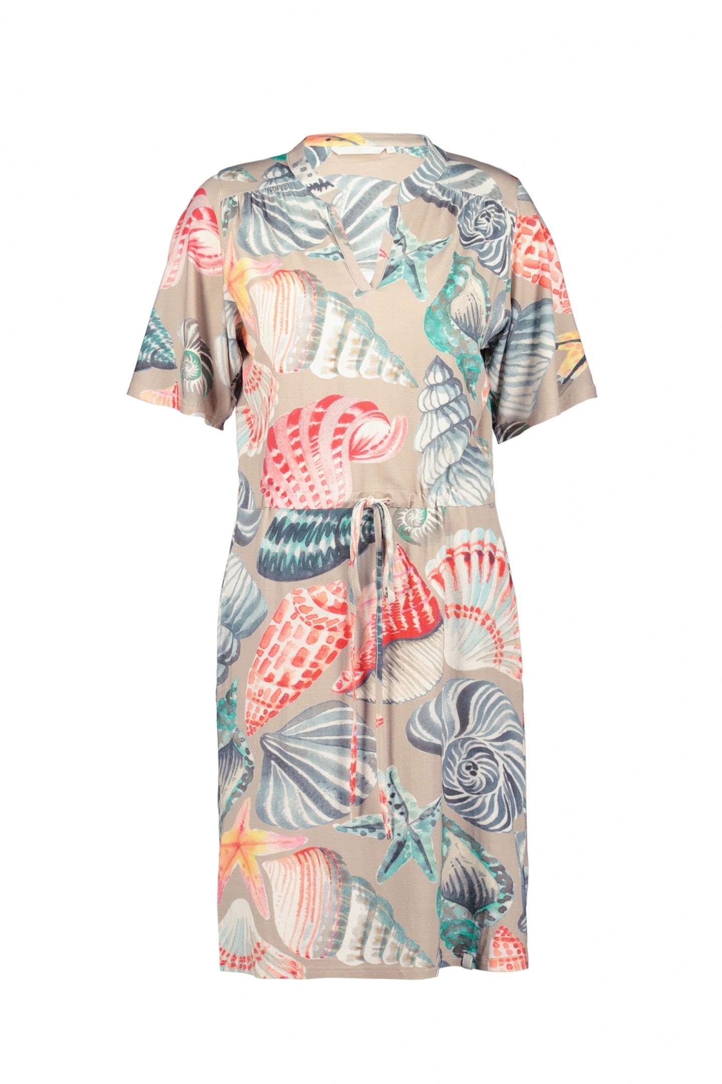 DRESS BAILY IN FEATHER GREY WITH OCEAN TREASURES PRINT 4