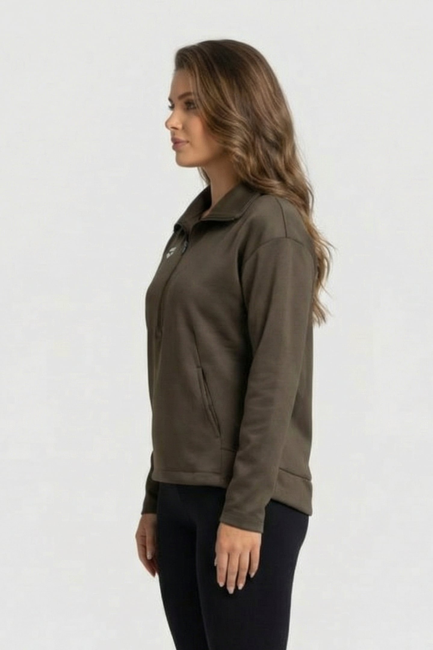 W L/S SPACER HALZ ZIP OLIVE GREEN 3