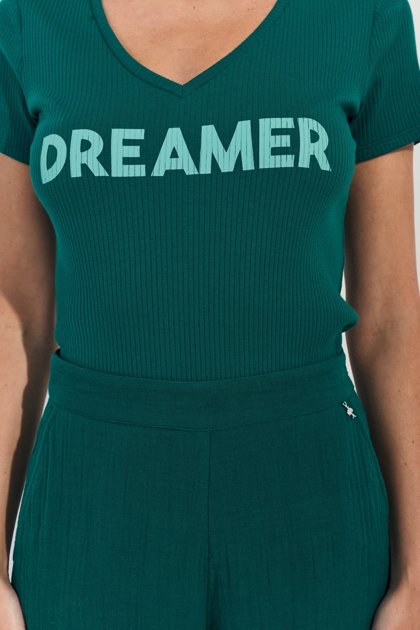 MIRO - GREEN RIBBED MESSAGE T-SHIRT 5