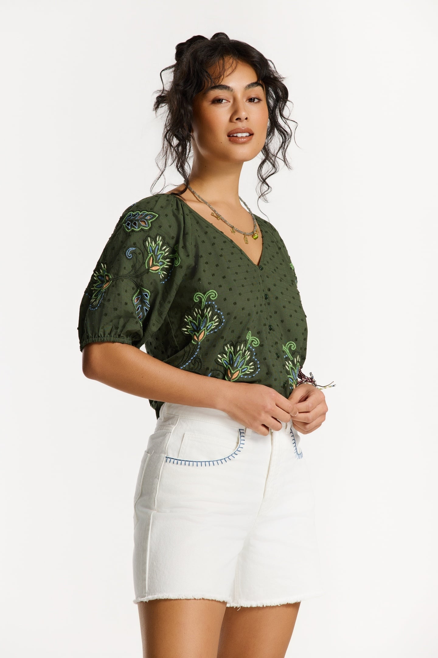 ERIN DOBBY BLOUSE GREEN PINES DOBBY 3