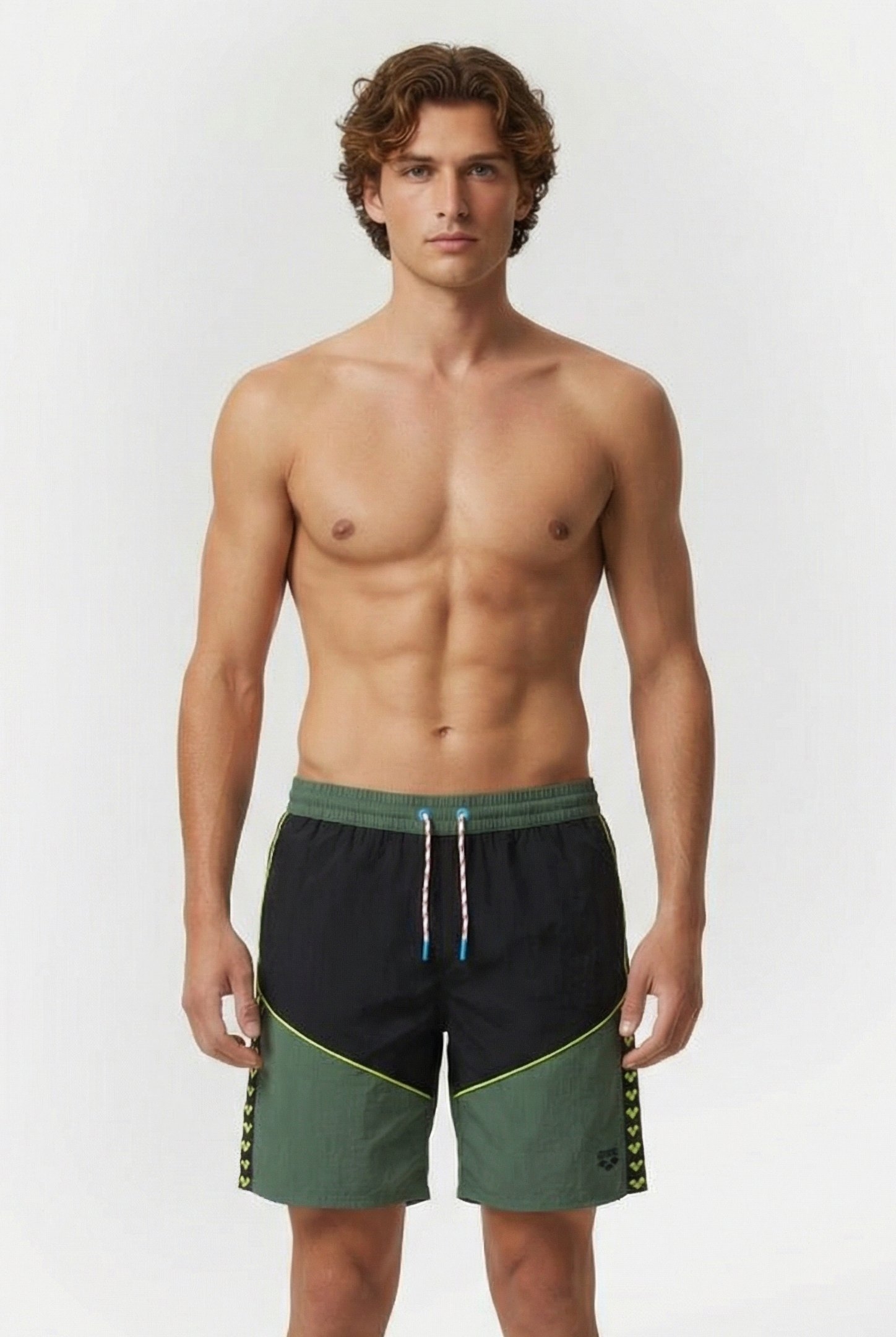 MEN'S ARENA TEAM STRIPE BERMUDA PANEL BLACK-SAGE-SOFT GREEN 1