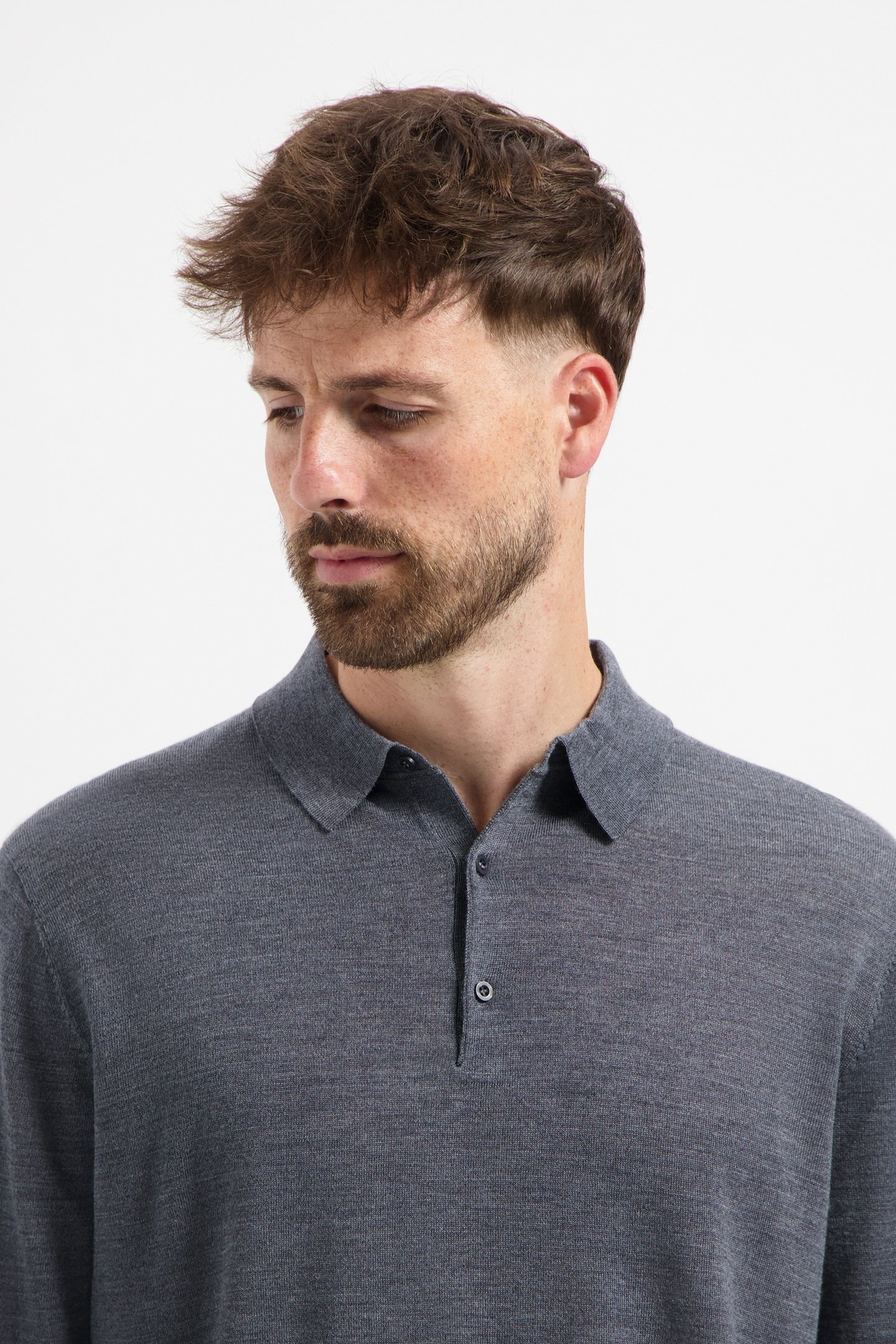 POLO LONG SLEEVE 100% MERINO STORM GREY 5