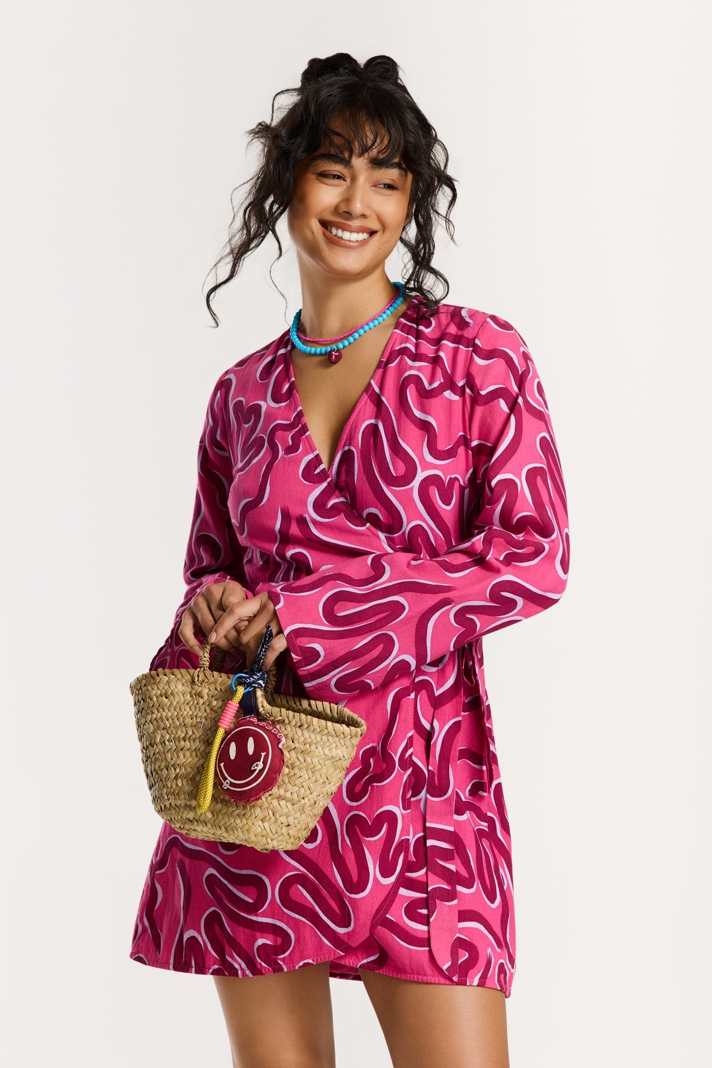 JANELLE DRESS SWIRLY CORAL PINK MAGENTA SWIRLY CORAL 2