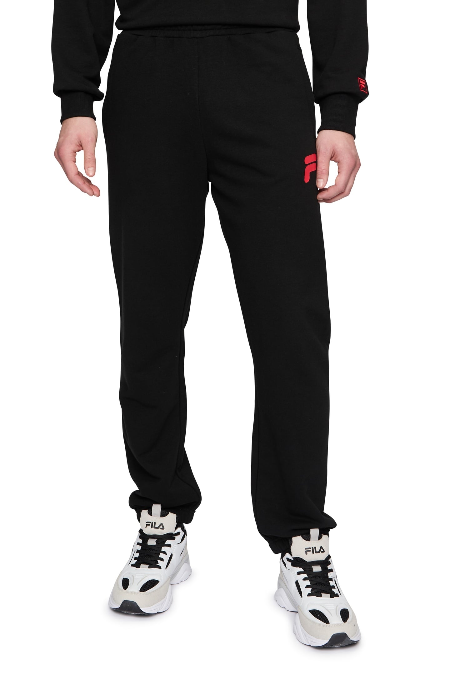 LAGESSE LOOSE SWEAT PANTS BLACK-TRUE RED 2