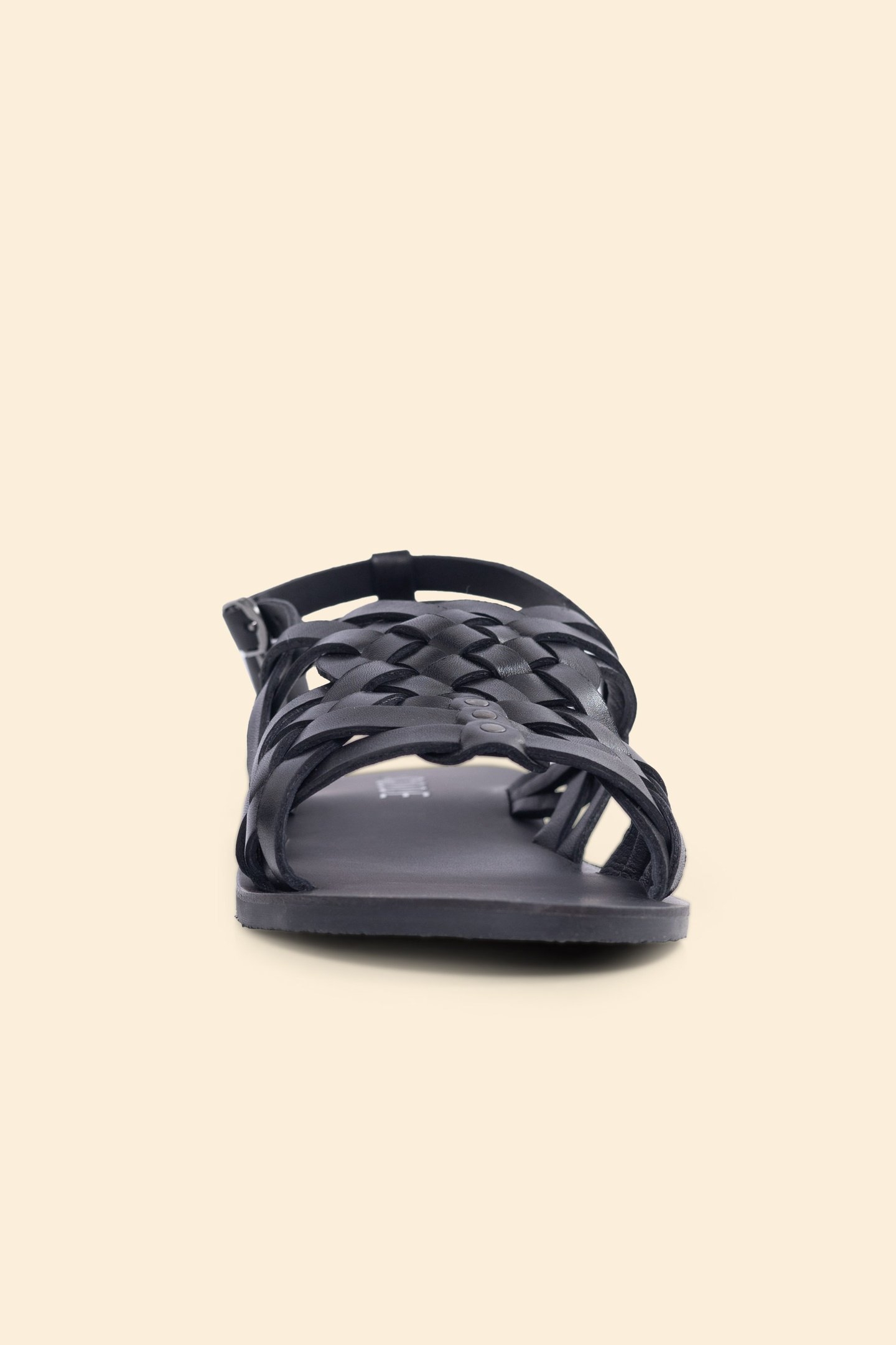 BLACK LEATHER SANDALS WITH BRAIDED STRAPS BLACK 1