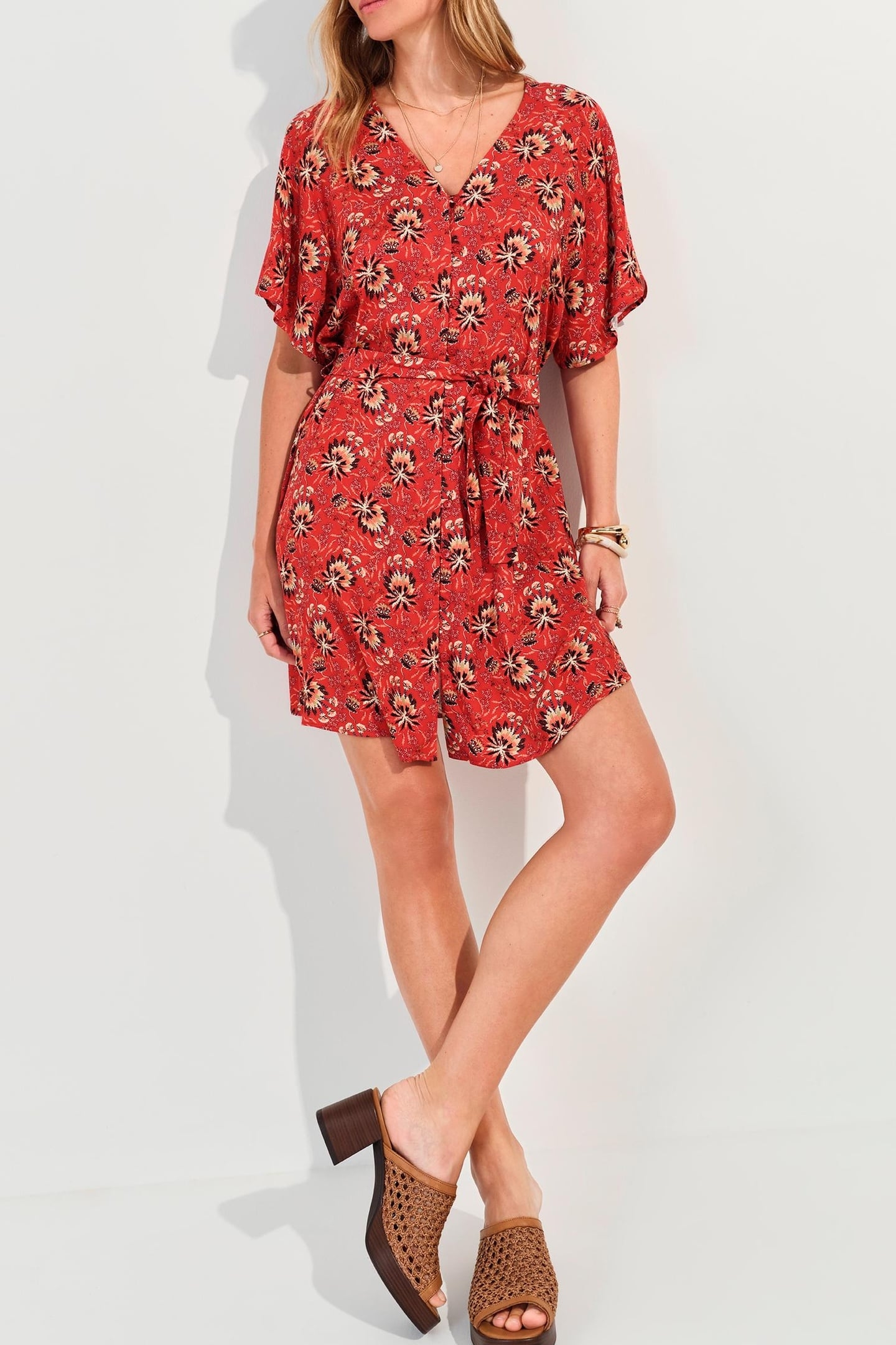 RADKA - ORANGE FLORAL PRINT SUMMER DRESS 3