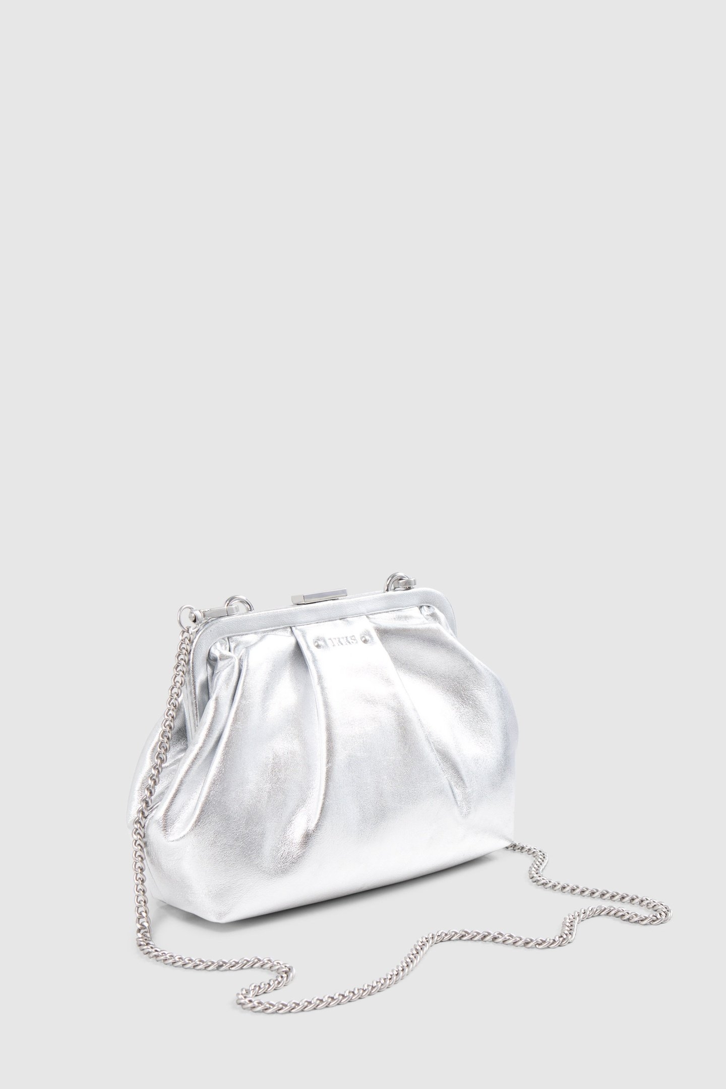 METALLIC SILVER LEATHER POUCH BAG 2
