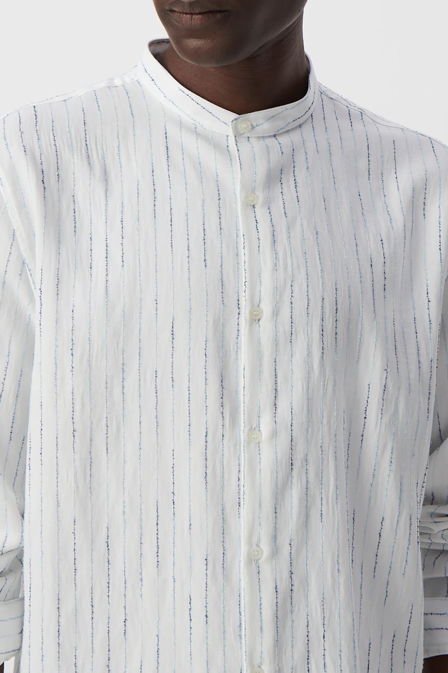 WHITE REGULAR SHIRT WITH EMBROIDERED STORM STRIPES 6