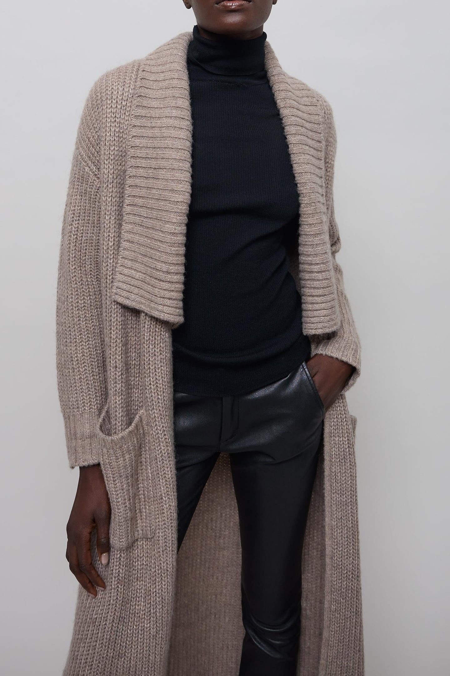 LONG BEIGE KNITTED CARDIGAN 2