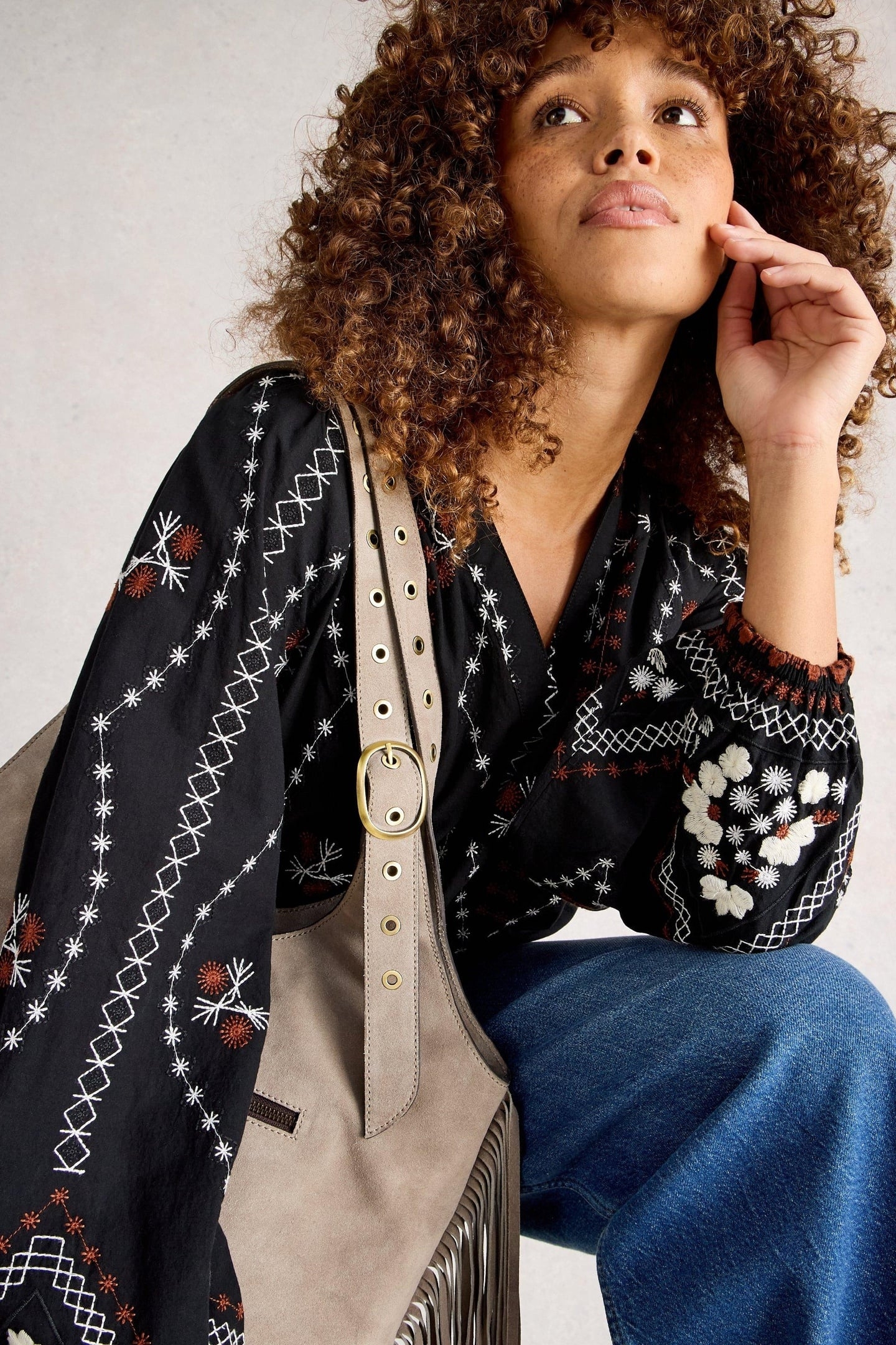 AURORA EMBROIDERED TOP BLACK MULTI 5