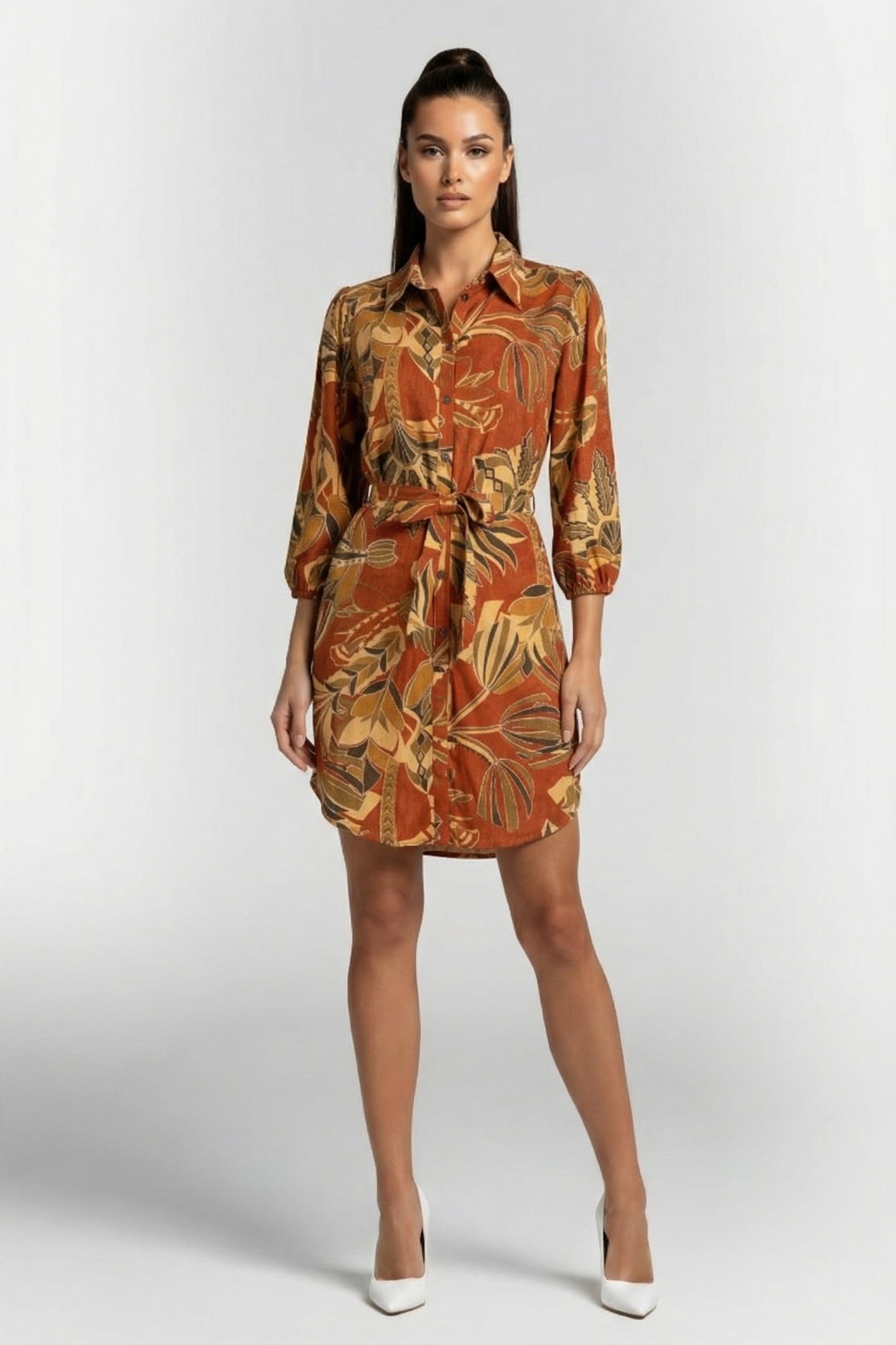 TUNIC NOELLE IN COPPER WITH PALMA PRINT 1