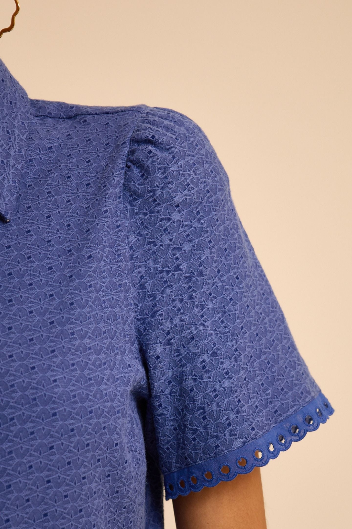 BLUE DECORATIVE JACQUARD SHIRT DRESS SAPPHIRE BLUE 7