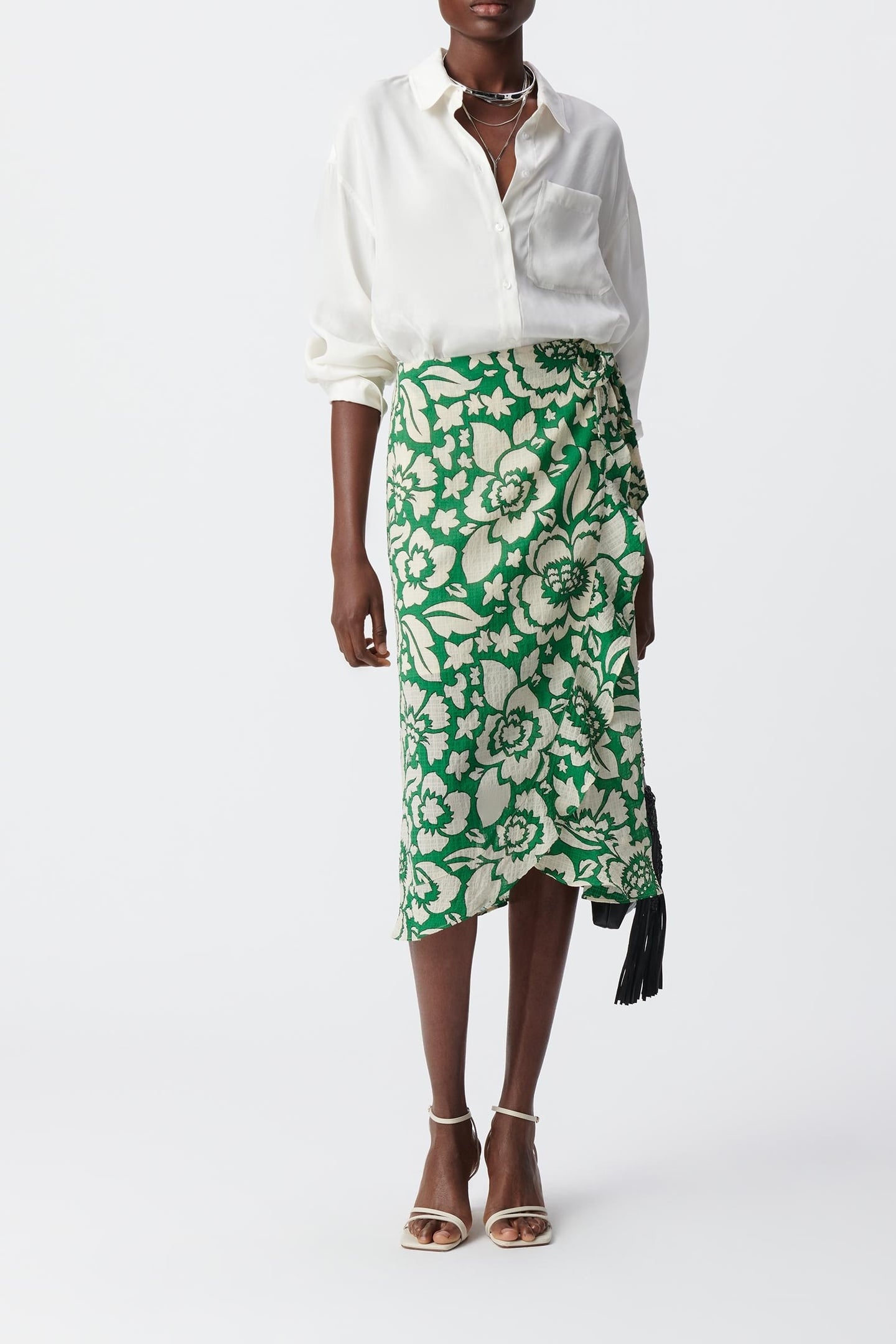 GREEN MAXI TROPICAL PRINTED MIDI SKIRT 2