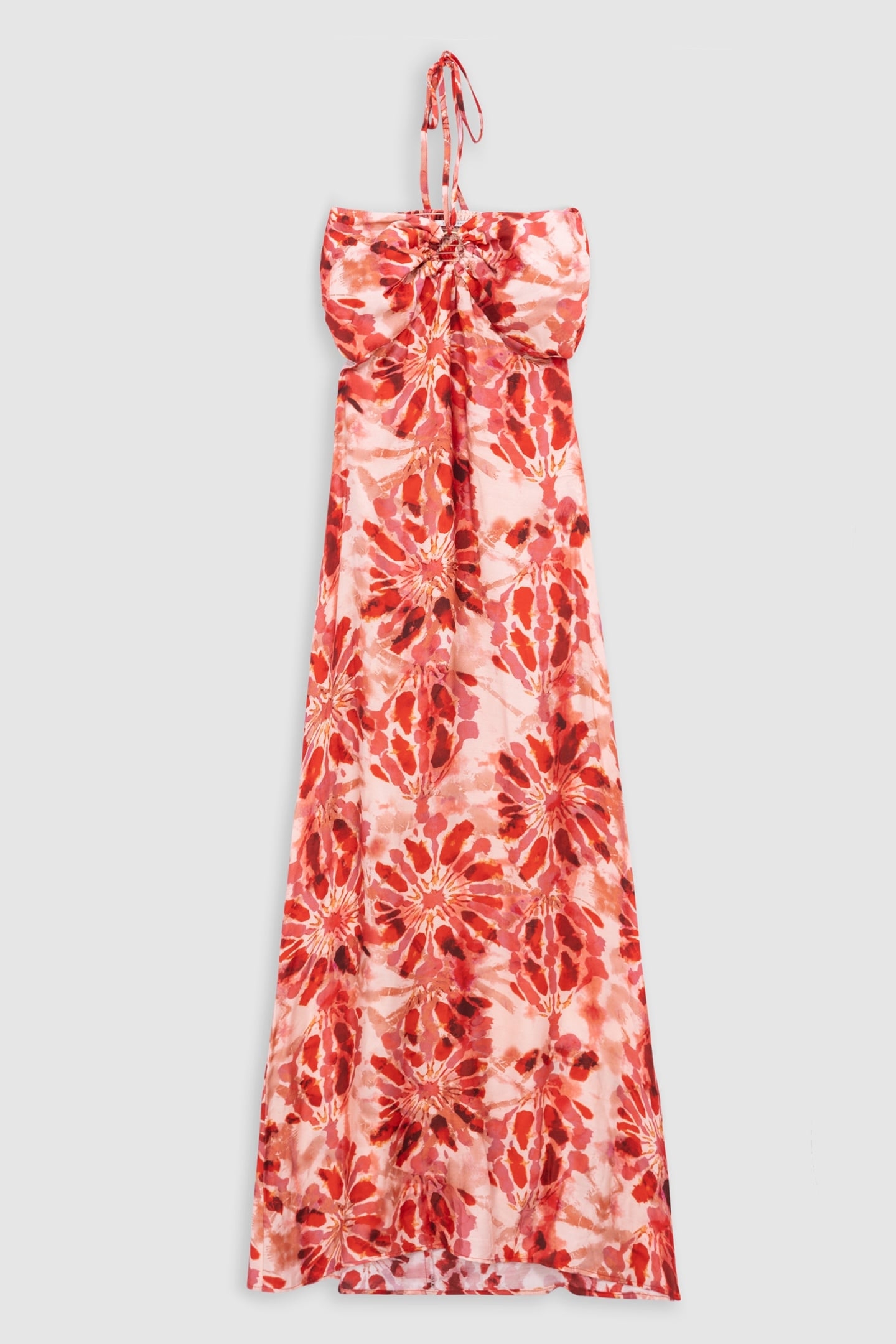 RED LONG DRESS WITH BATIK PRINT AND OPEN BACK 5