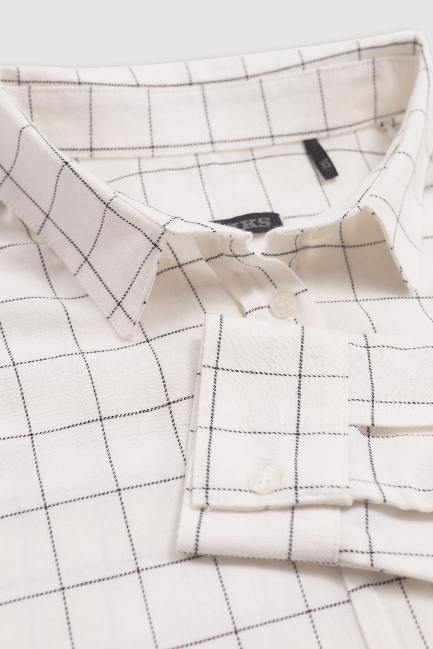 GIRL'S ECRU SHIRT WITH BLACK CHECK PATTERN 6