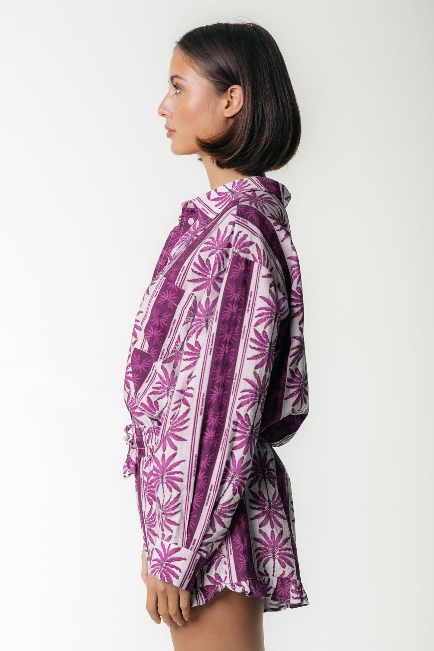 TALIA PALM DROPPED SHOULDER BLOUSE RASPBERRY WINE 3