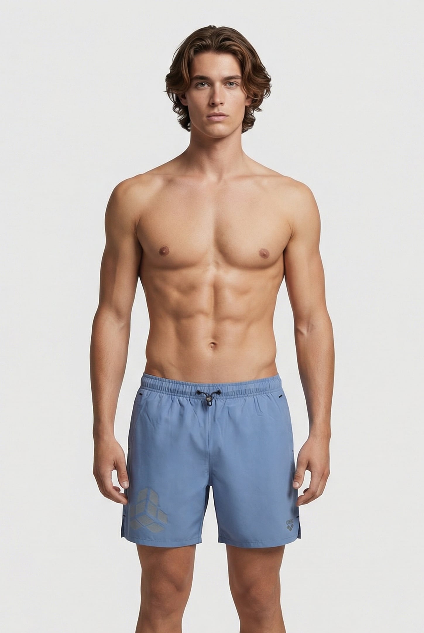 MEN'S ARENA EVO BEACH BOXER LOGO GREY BLUE 1