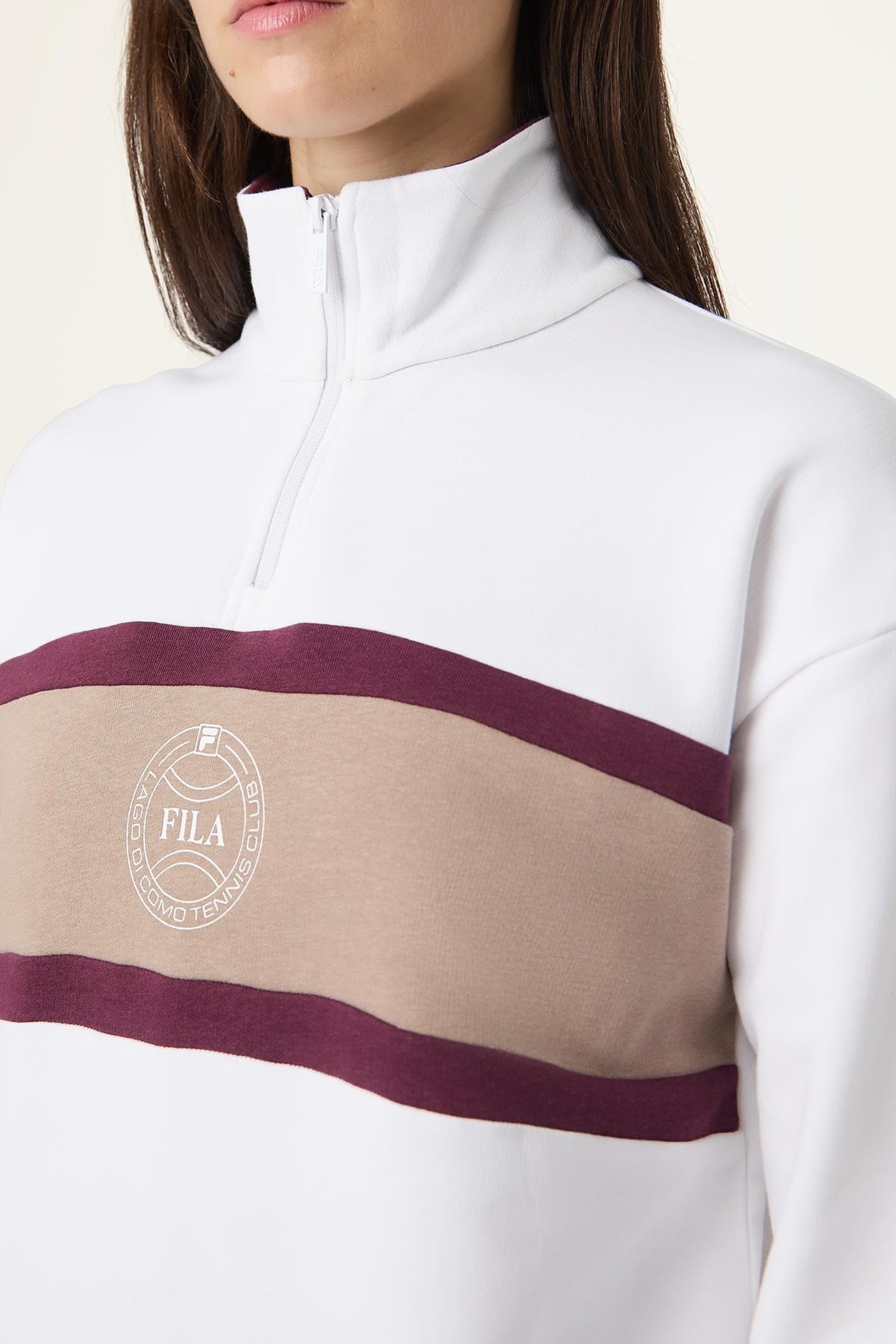 PARELLA RELAXED HALF-ZIP SWEATSHIRT BRIGHT WHITE-TAUPE GRAY 6