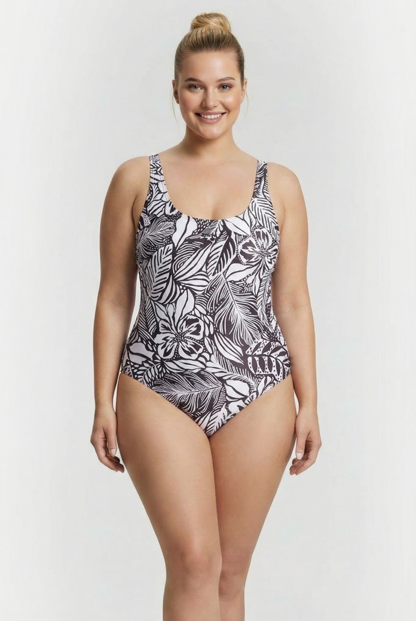 WOMEN'S SWIMSUIT SWIM PRO BACK ALLOVER P BLACK MULTI 1