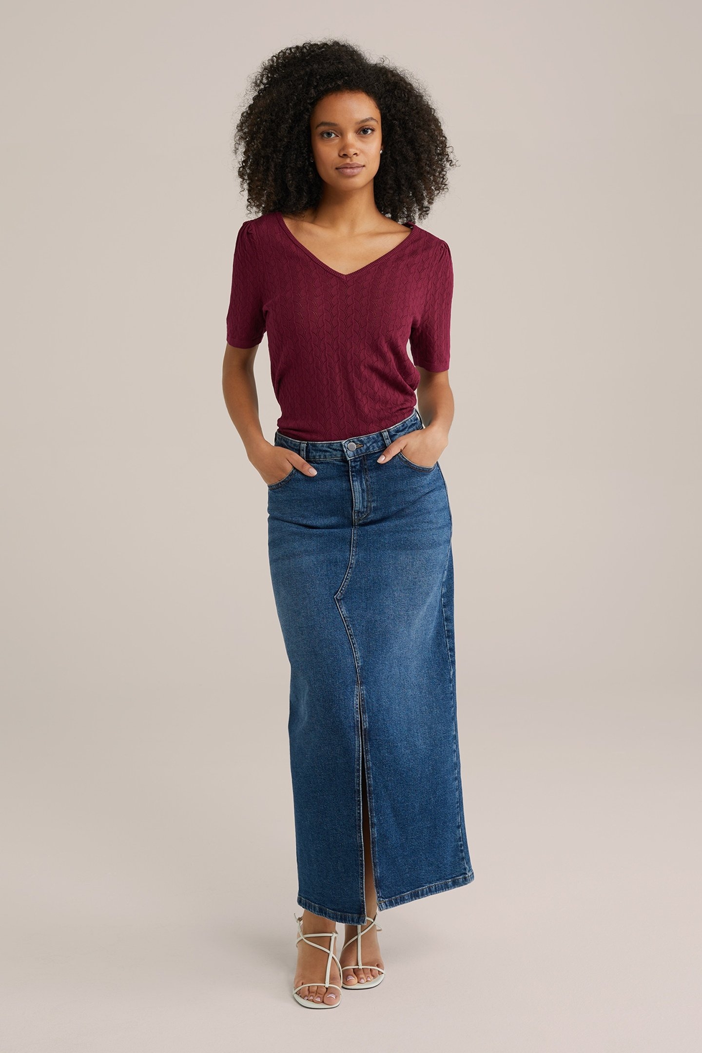 KNITTED PULLOVER BURGUNDY RED 1