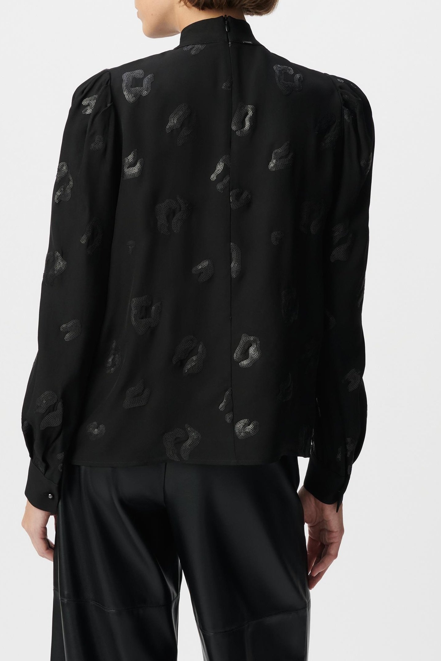 BLACK SEQUIN-EMBROIDERED LEOPARD BLOUSE 5