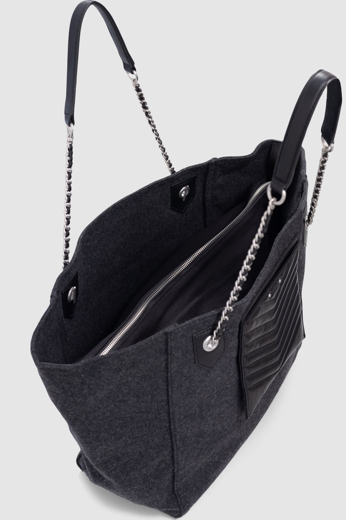 BAG 1440 GREY MIX FLANNEL AND LEATHER SIZE XL WOMAN 4