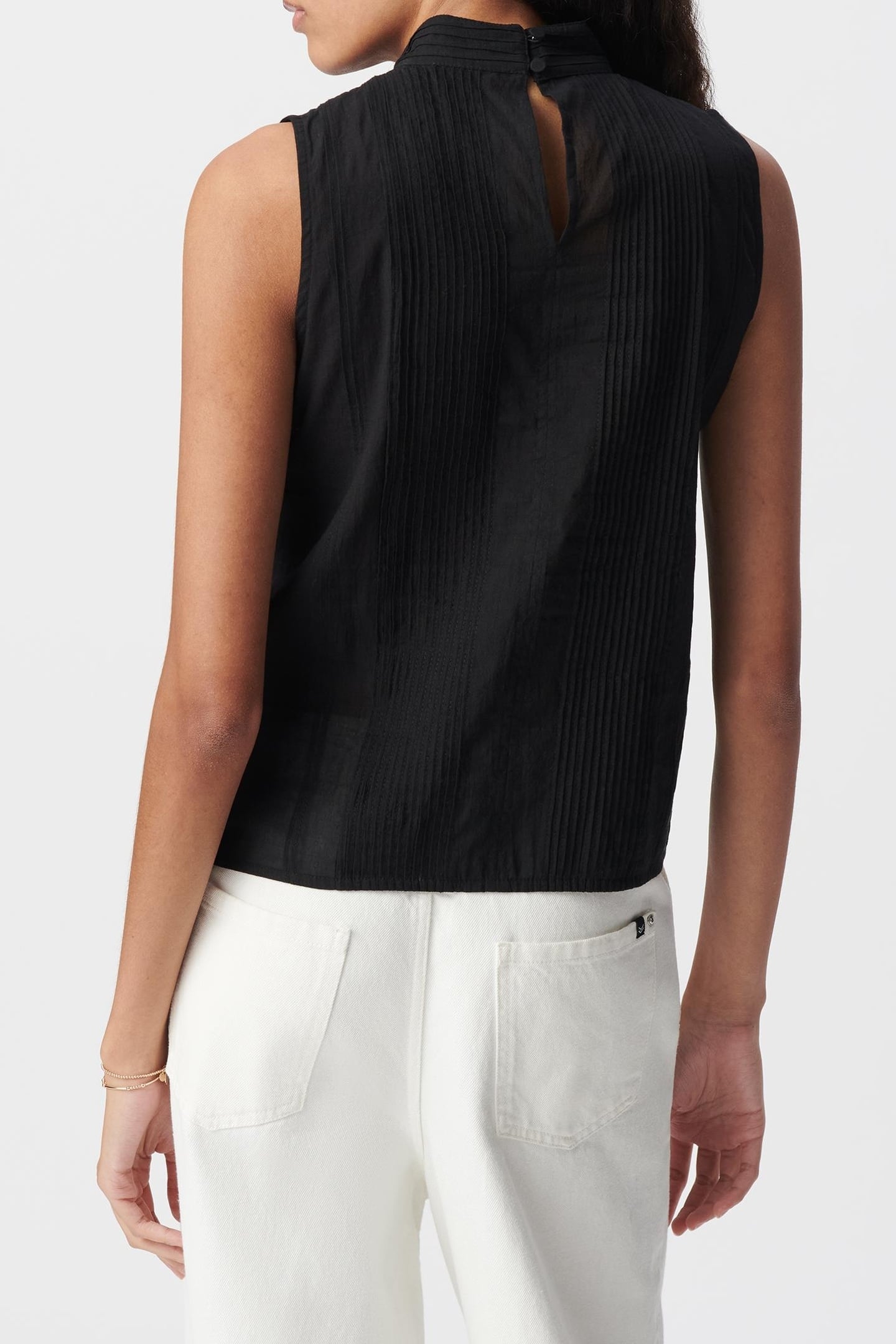 BLACK ORGANIC COTTON TOP DECORATED WITH TRIMMINGS 3