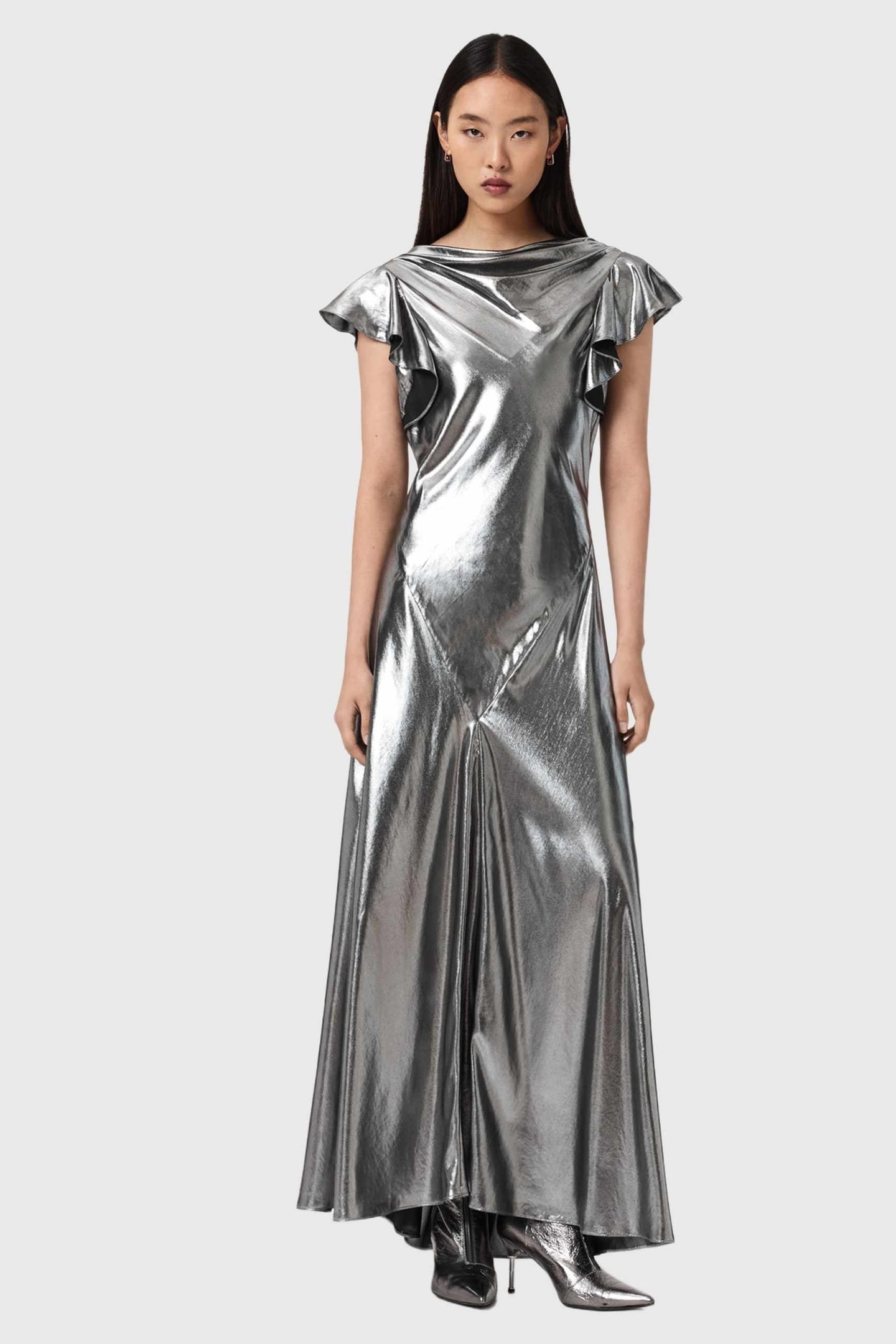FLORA DRESS METALLIC SILVER 4
