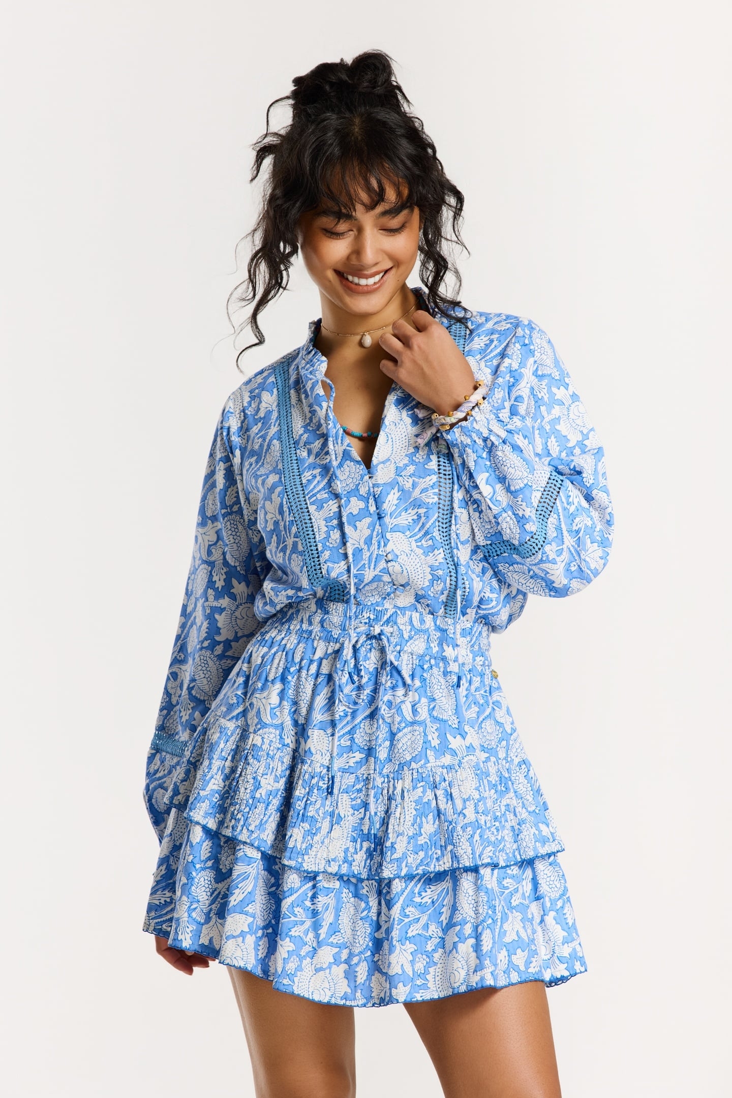 ELSIE BLOUSE FLOWER BLUE PERIWINKLE FLOWER 5