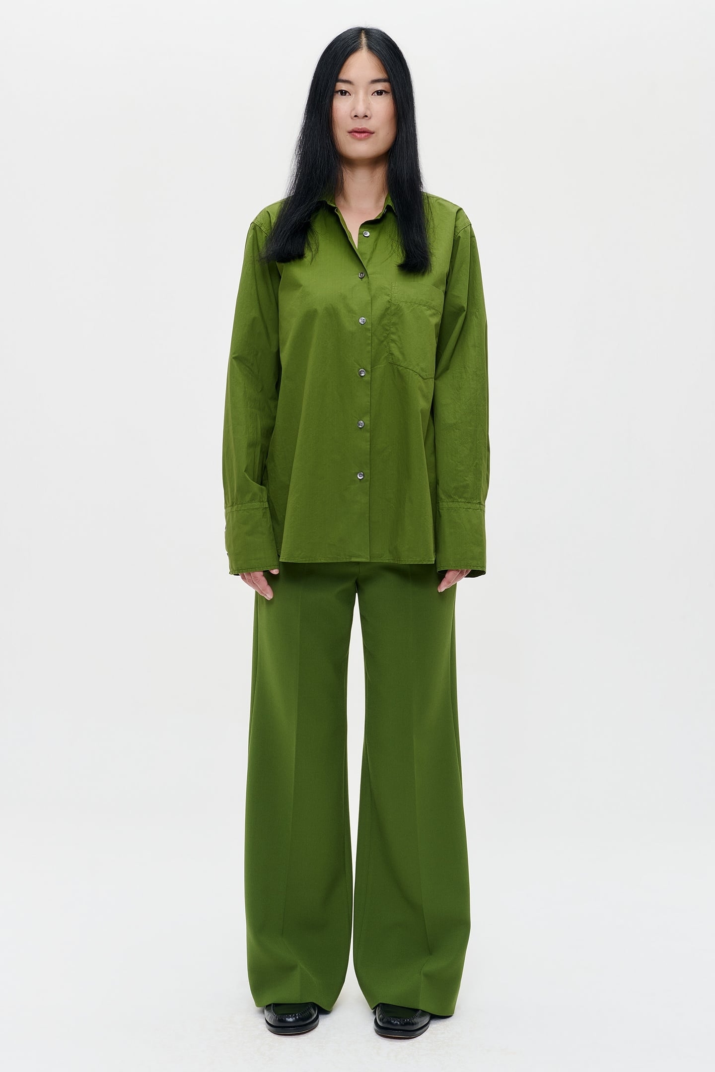 POPLIN SHIRT HERB GREEN 2