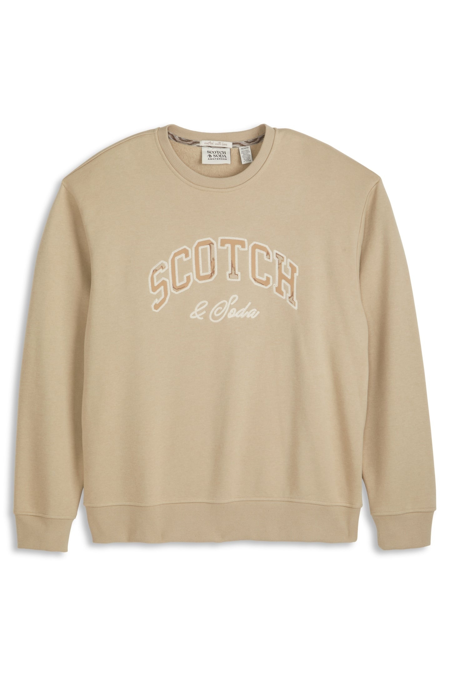 RELAXED FIT GRAPHIC FLEECE CREW TAUPE 1