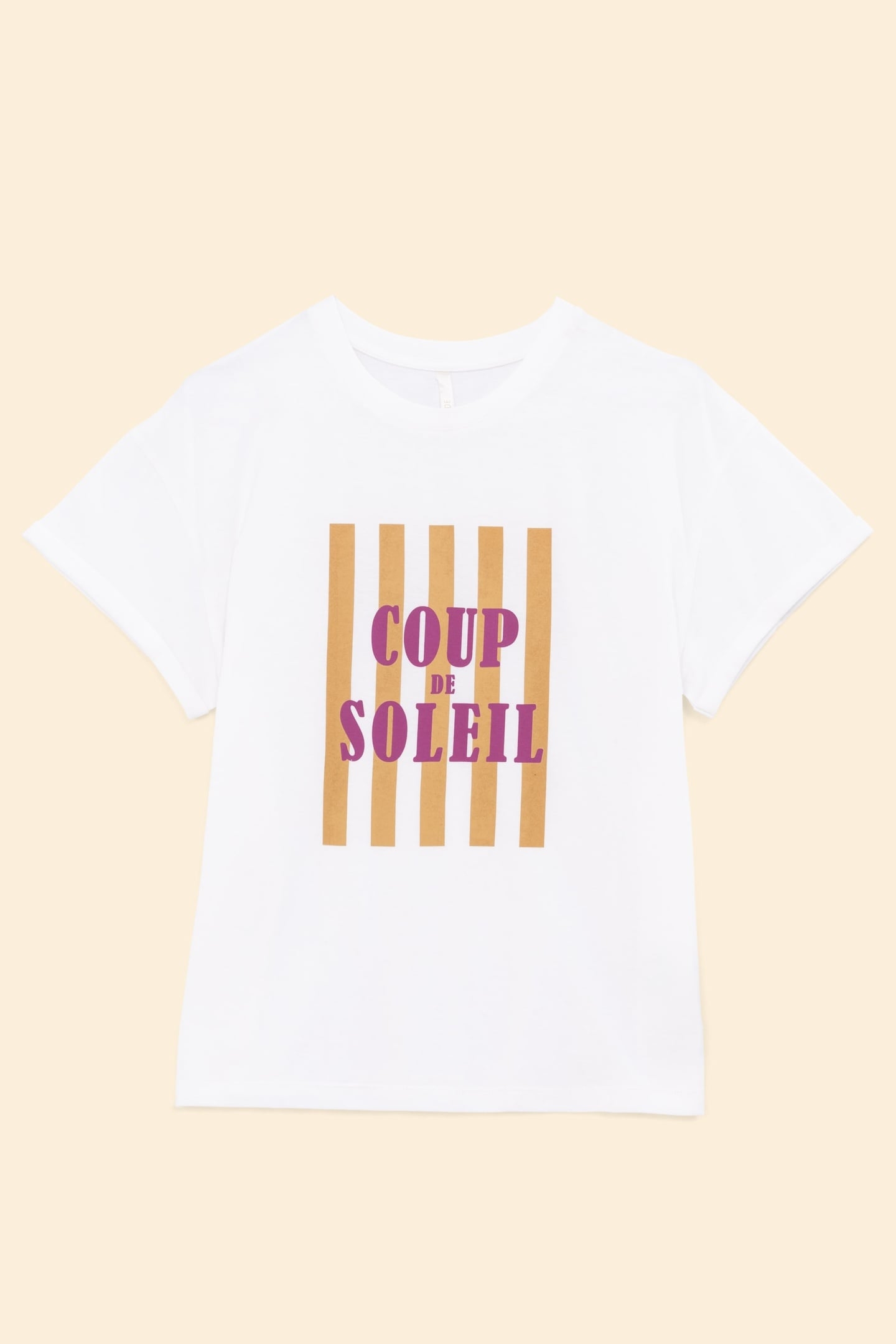 WHITE T-SHIRT WITH MESSAGE ON STRIPES SUNBURN 4