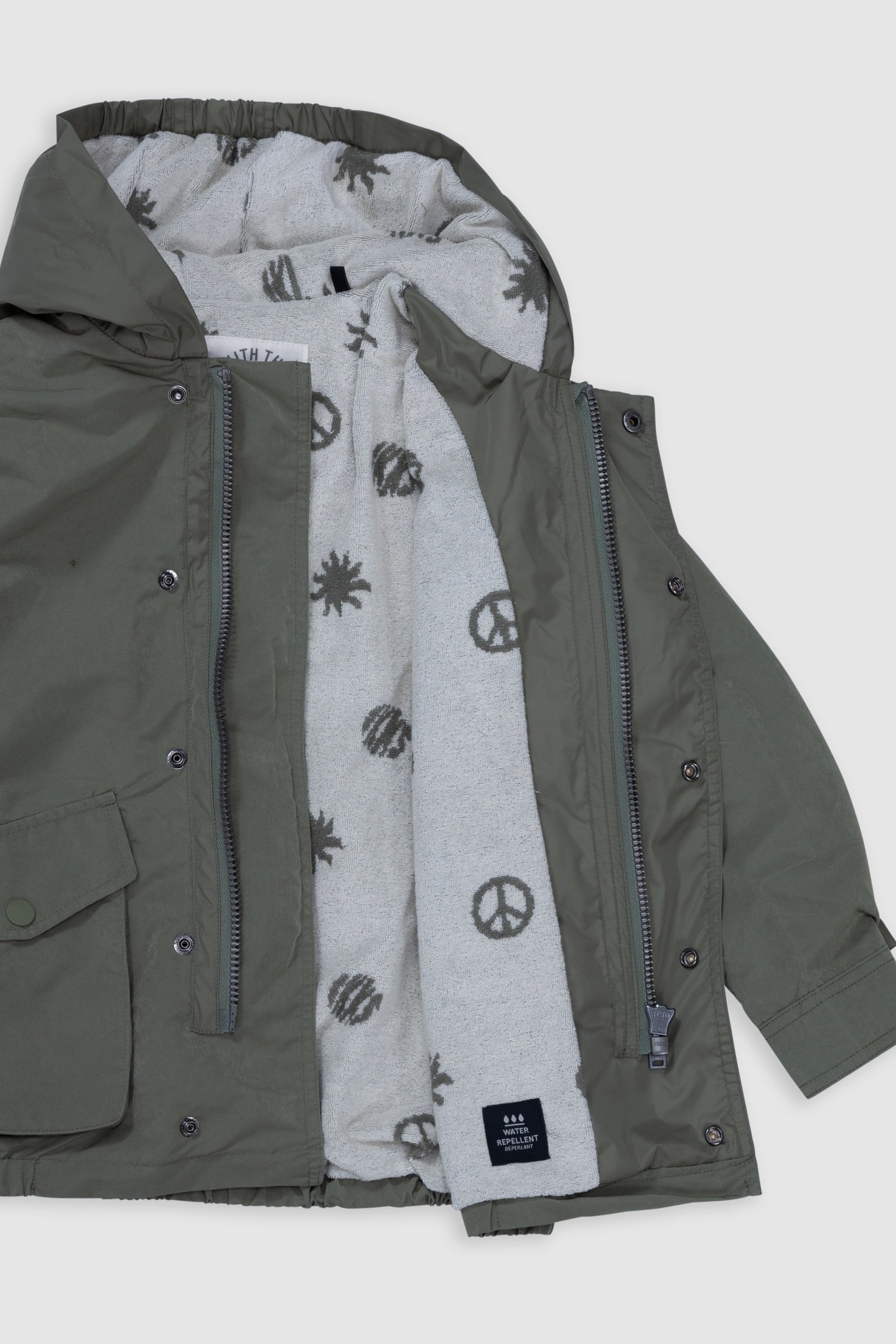 HOODED KHAKI JACKET WITH TERRYCLOTH LINING 3