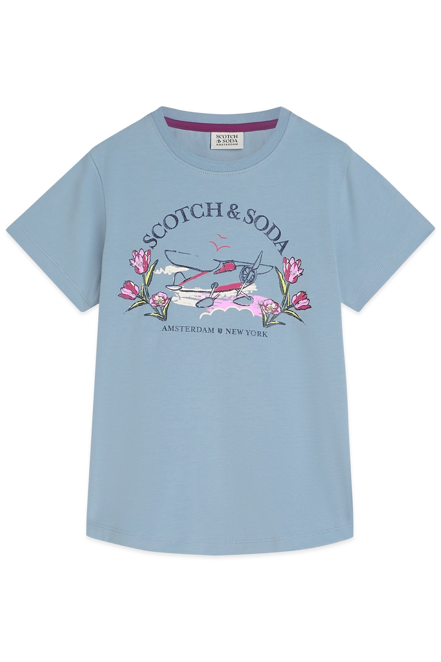 GIRLS BABY SHORT SLEEVE TEE SKY/PEWTER 1