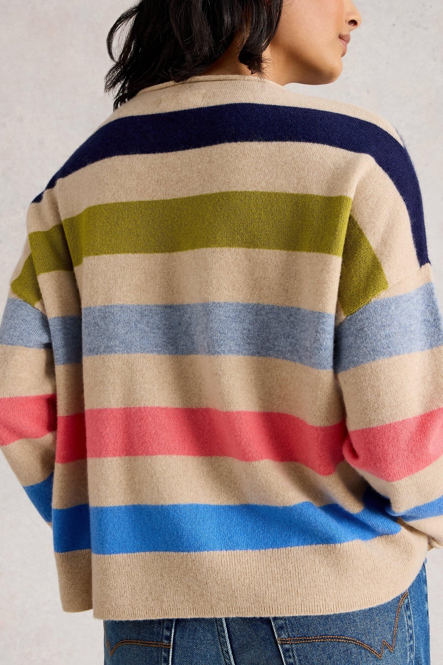 KITTY STRIPE CASHMERE JUMPER NATURAL MULTI 2