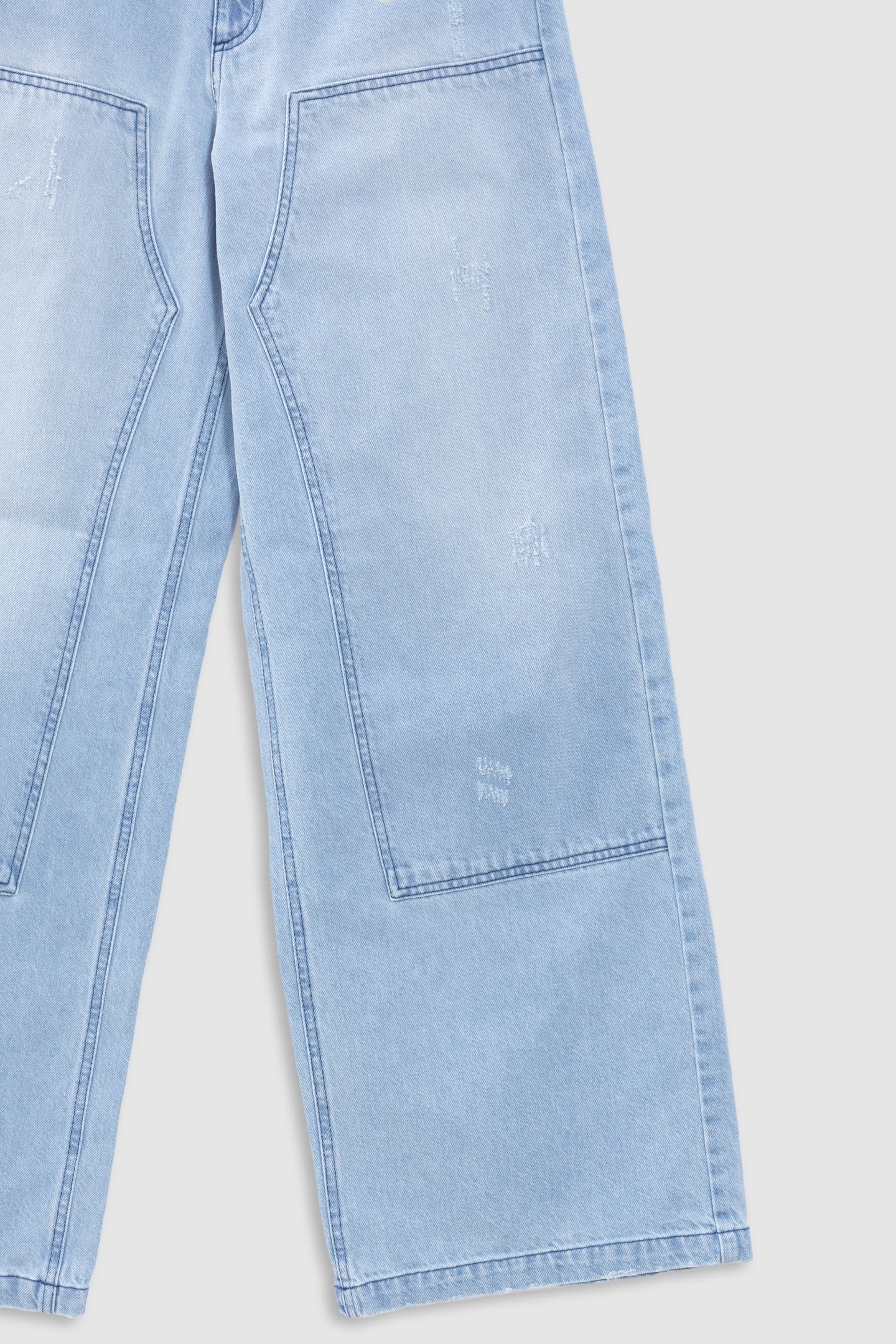 WIDE-LEG LIGHT BLUE DENIM JEANS WITH WORN EFFECT 3