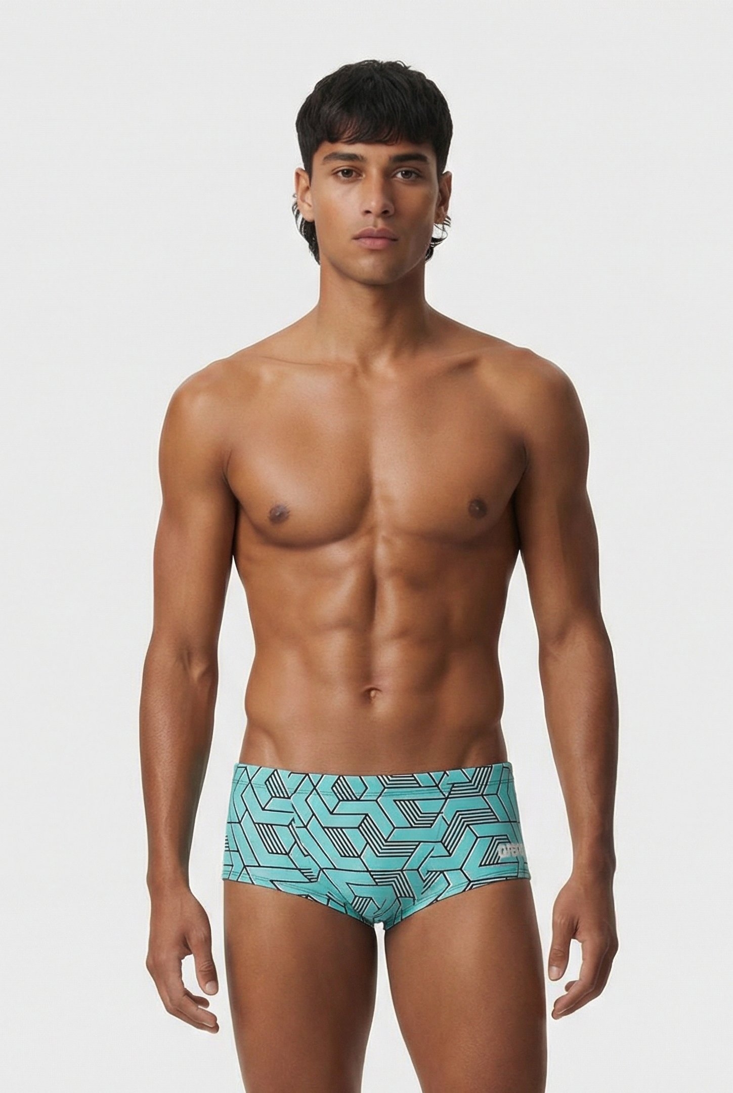 MEN'S ARENA ESCAPE SWIM LOW WAIST SHORT BLACK WATER BLUE MUL 1