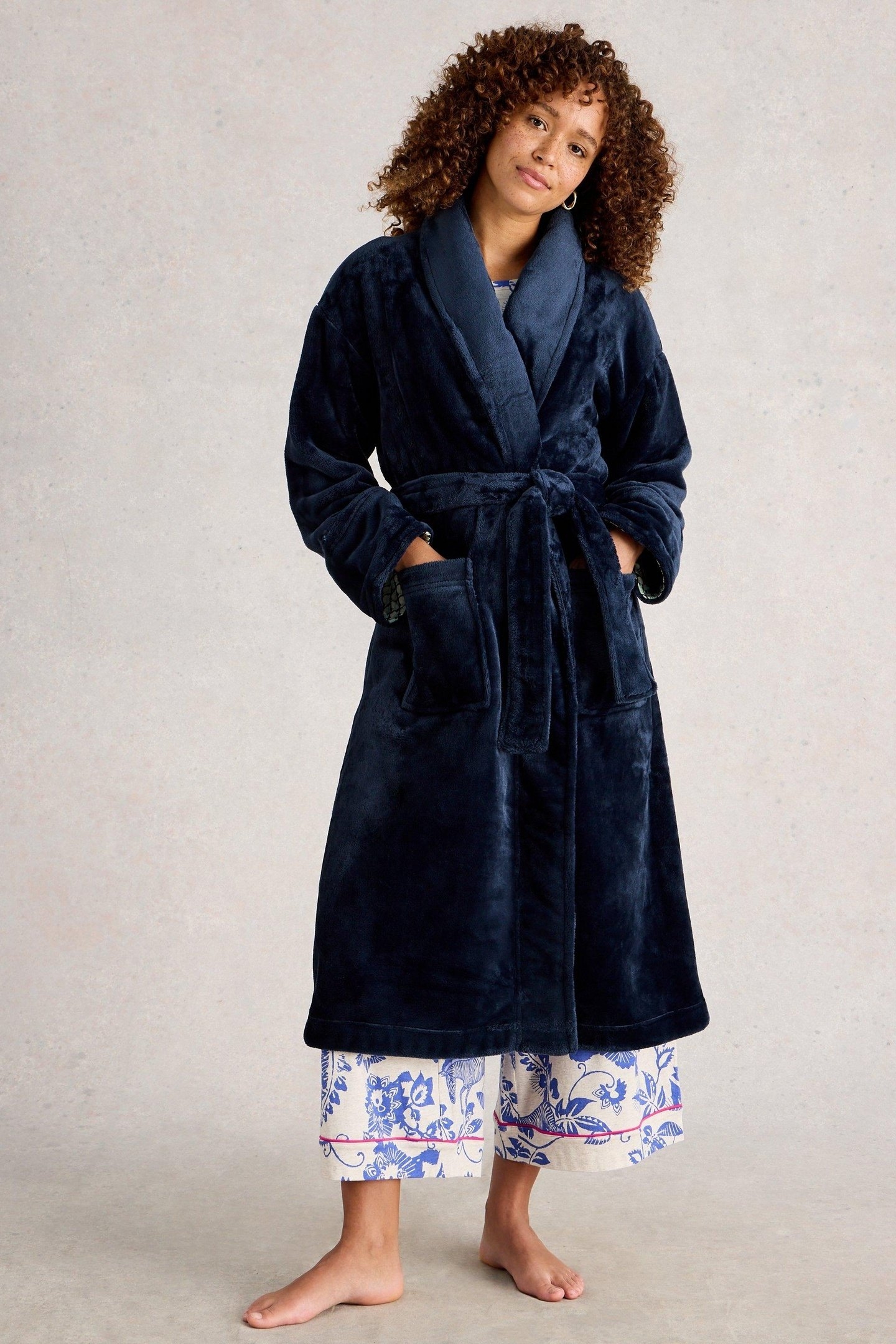 CLOVER COSY DRESSING GOWN DARK NAVY 1