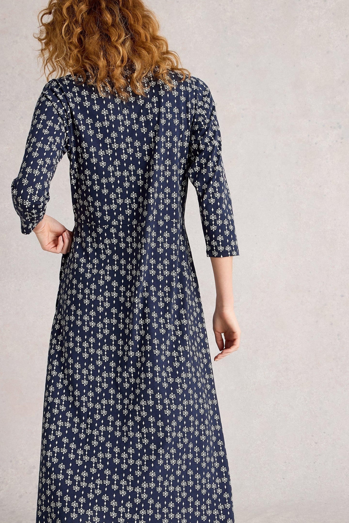 RUA JERSEY SHIRT DRESS NAVY PRINT 3