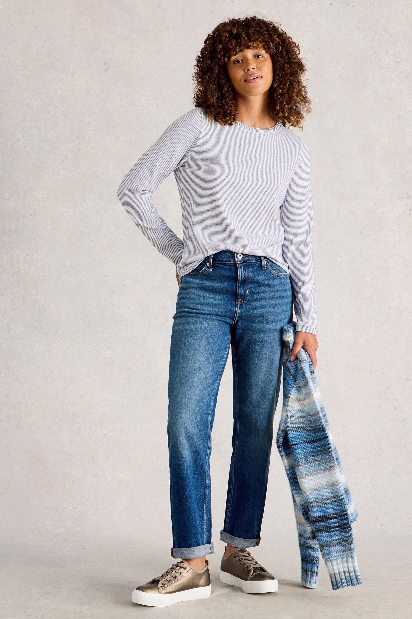 CLARA LS SPARKLE TEE IVORY MULTI 1