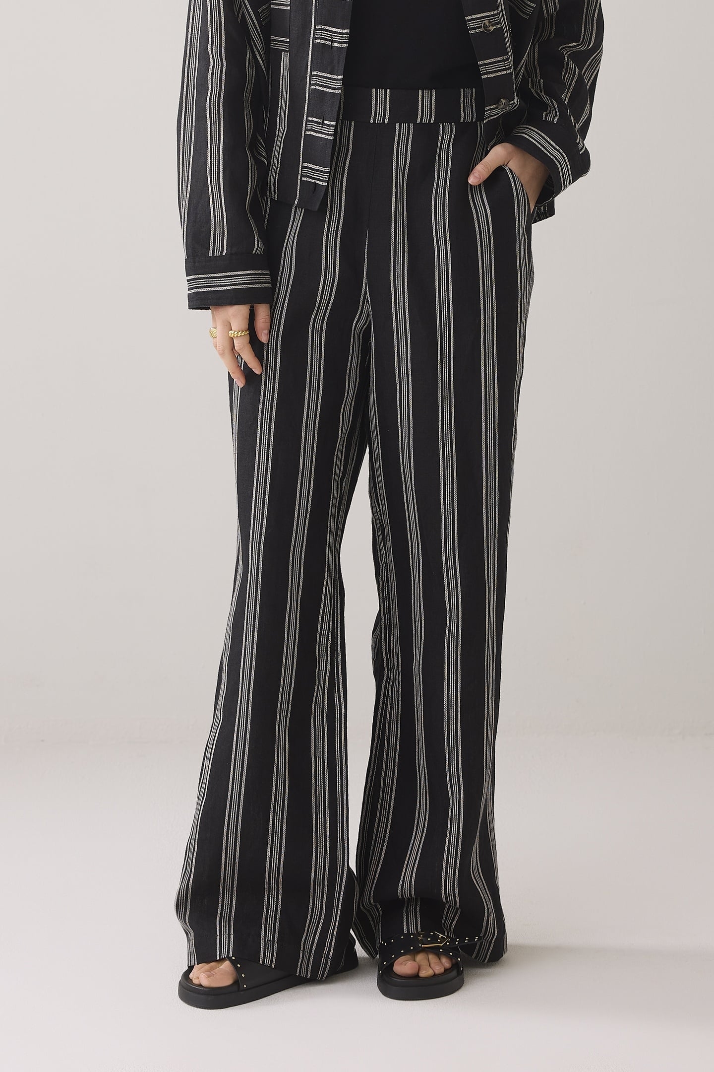 PANTS LINEN STRIPE BLACK 2
