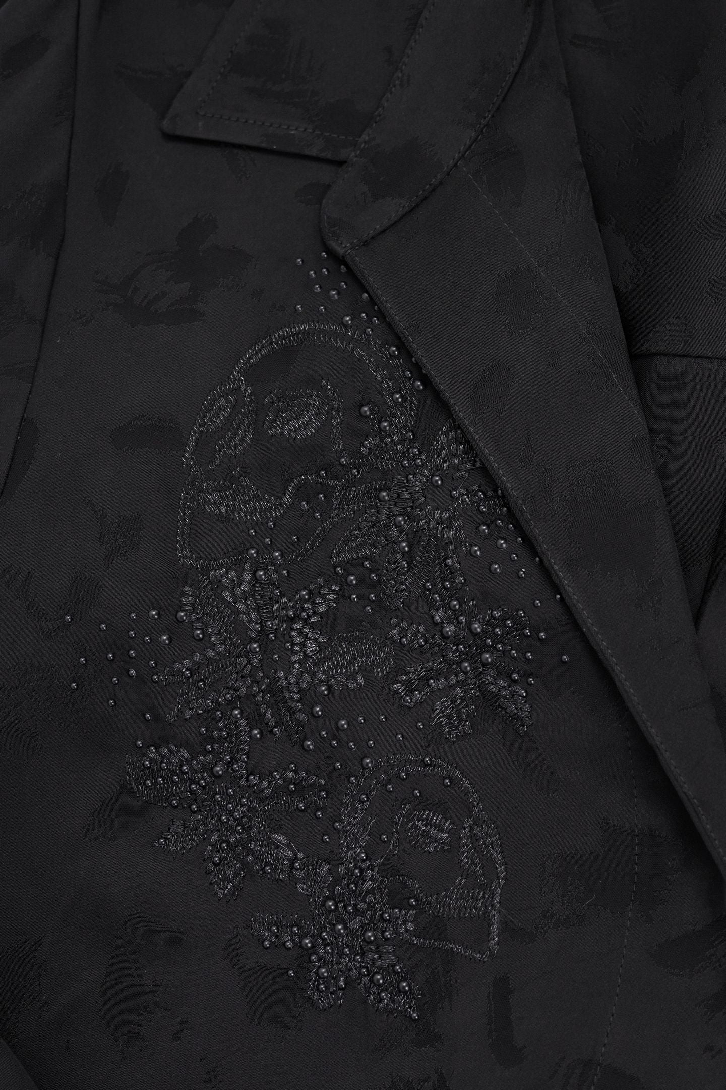 BLACK JACQUARD DRESS WITH ARTY EMBROIDERY MOTIF 7