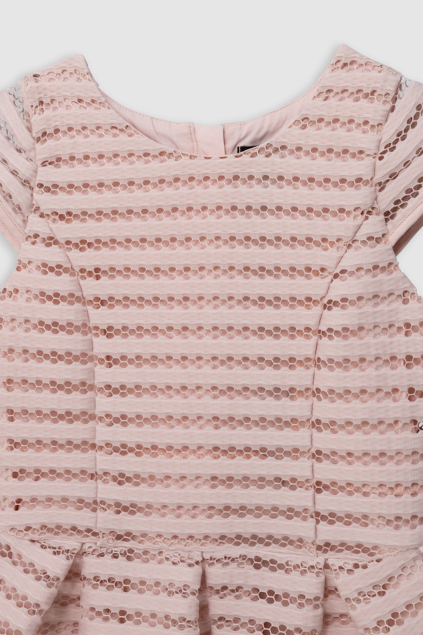 PINK STRIPED OPENWORK LACE DRESS 2