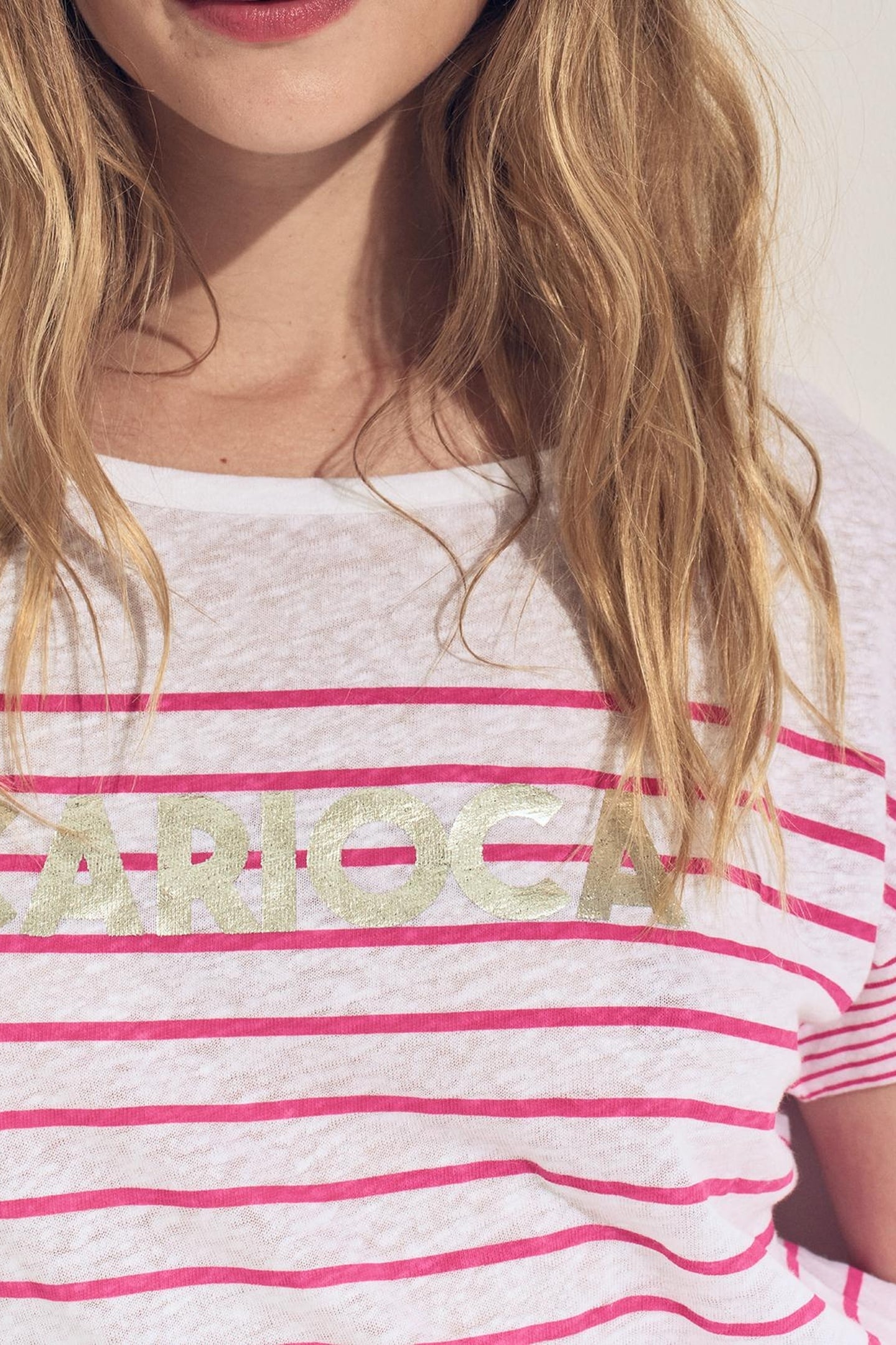 WHITE PINK STRIPE T-SHIRT AND DANCER 4