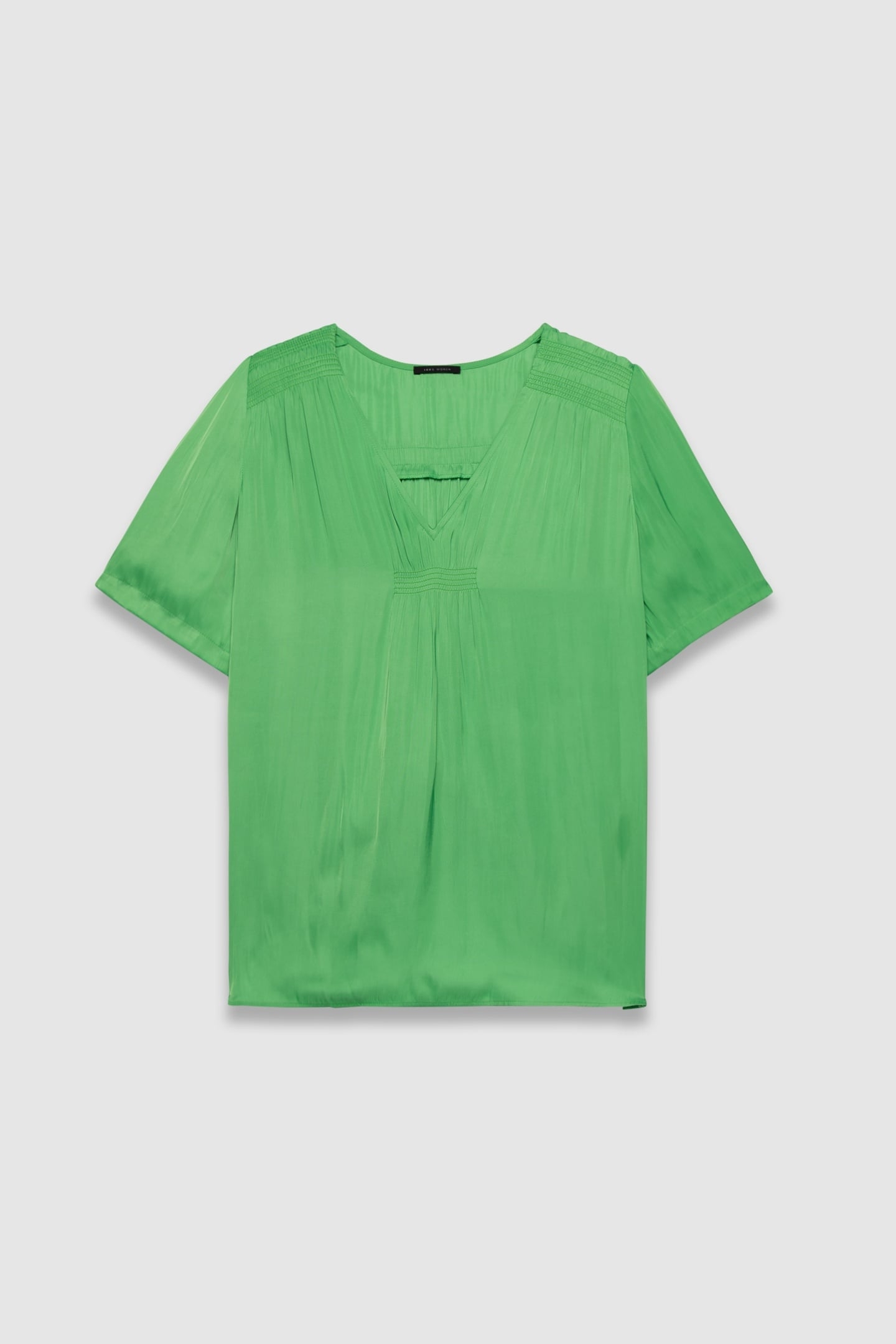 GREEN V-NECK SHORT-SLEEVE TOP 1