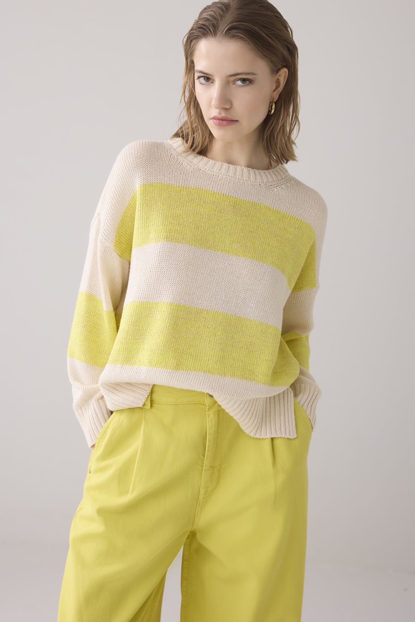 SWEATER COTTON ACRYLIC LUREX KNIT IVORY 1