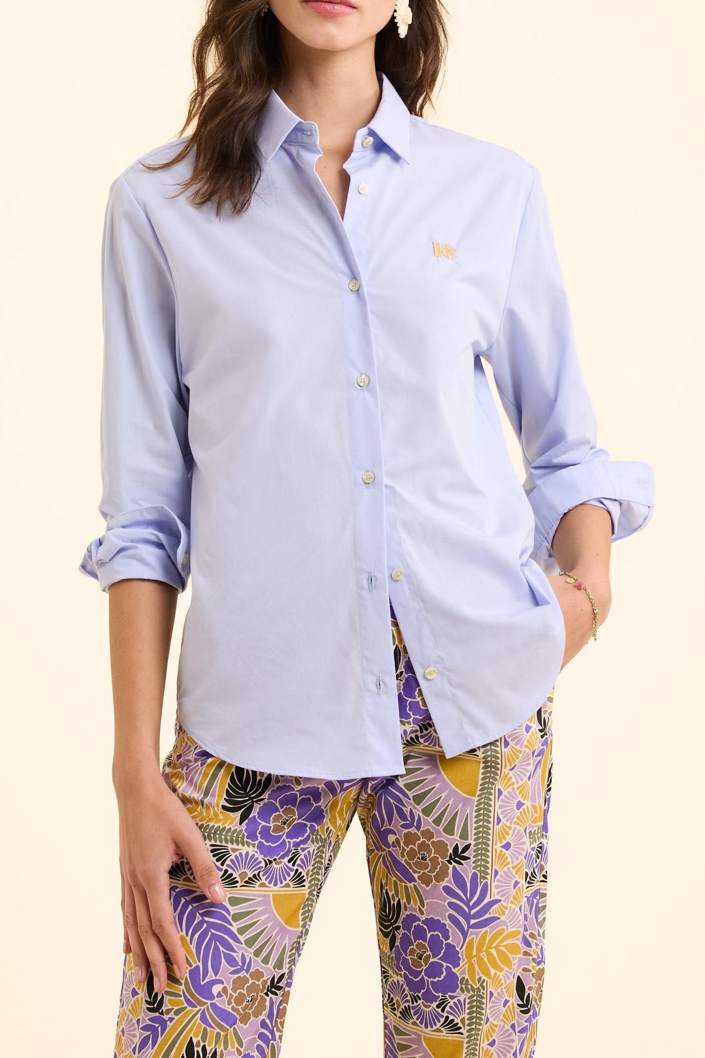 SKY BLUE SHIRT WITH MONOGRAM EMBROIDERY SKY BLUE 1