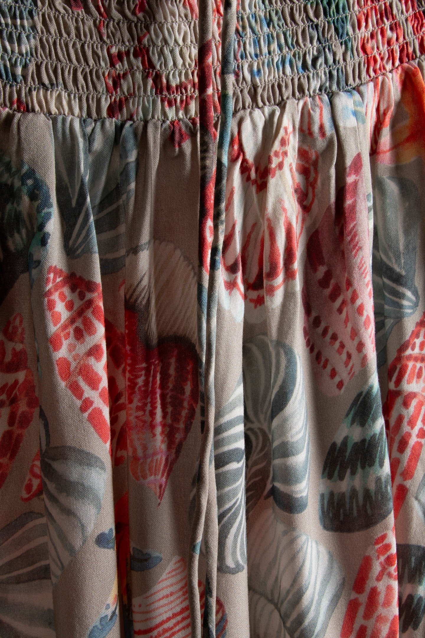 SMOCKED SKIRT MAGIC IN FEATHER GREY WITH OCEANS TREASURES 4