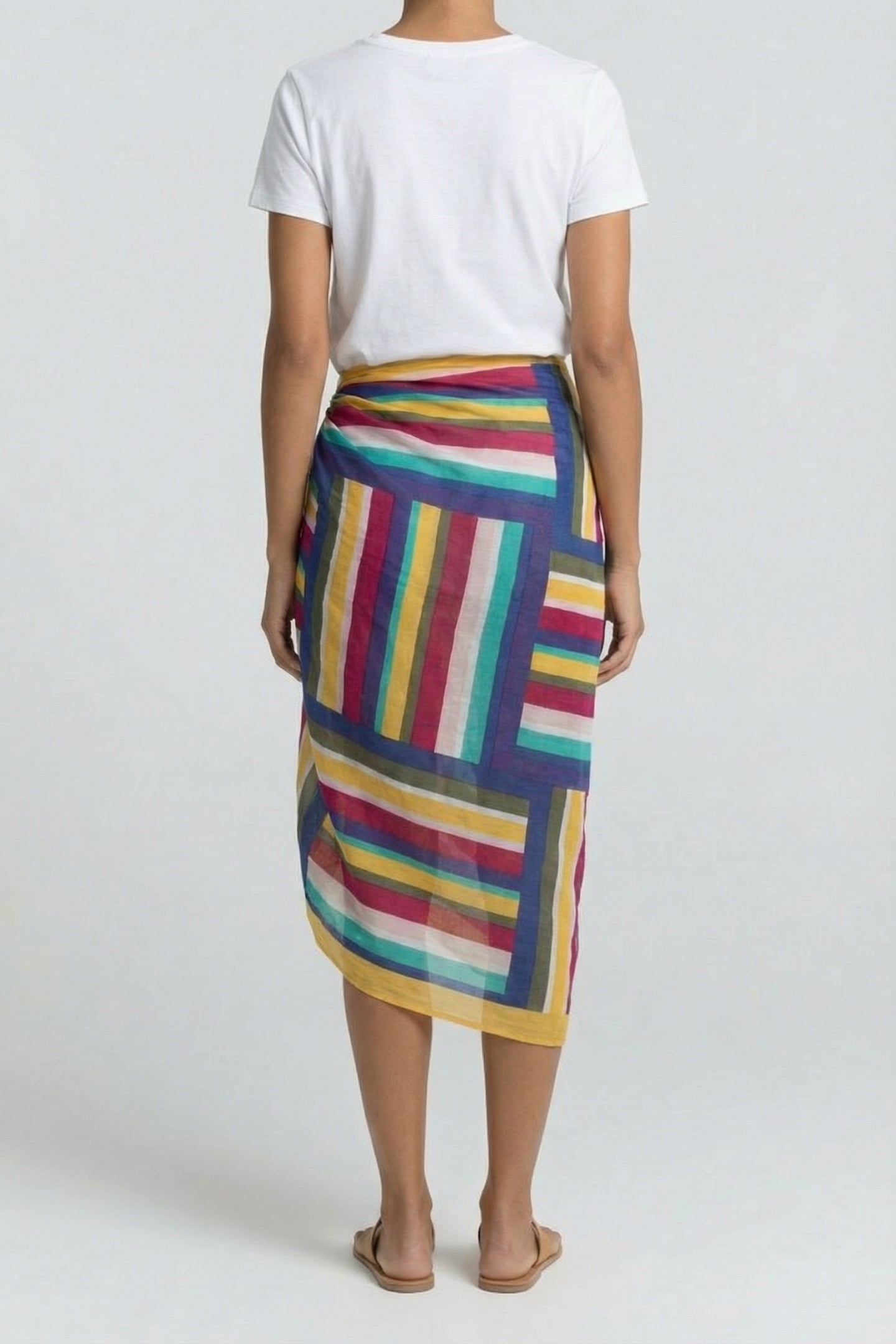 ALMA - BLUE SARONG WITH STRIPED COLOUR PATTERNS 2